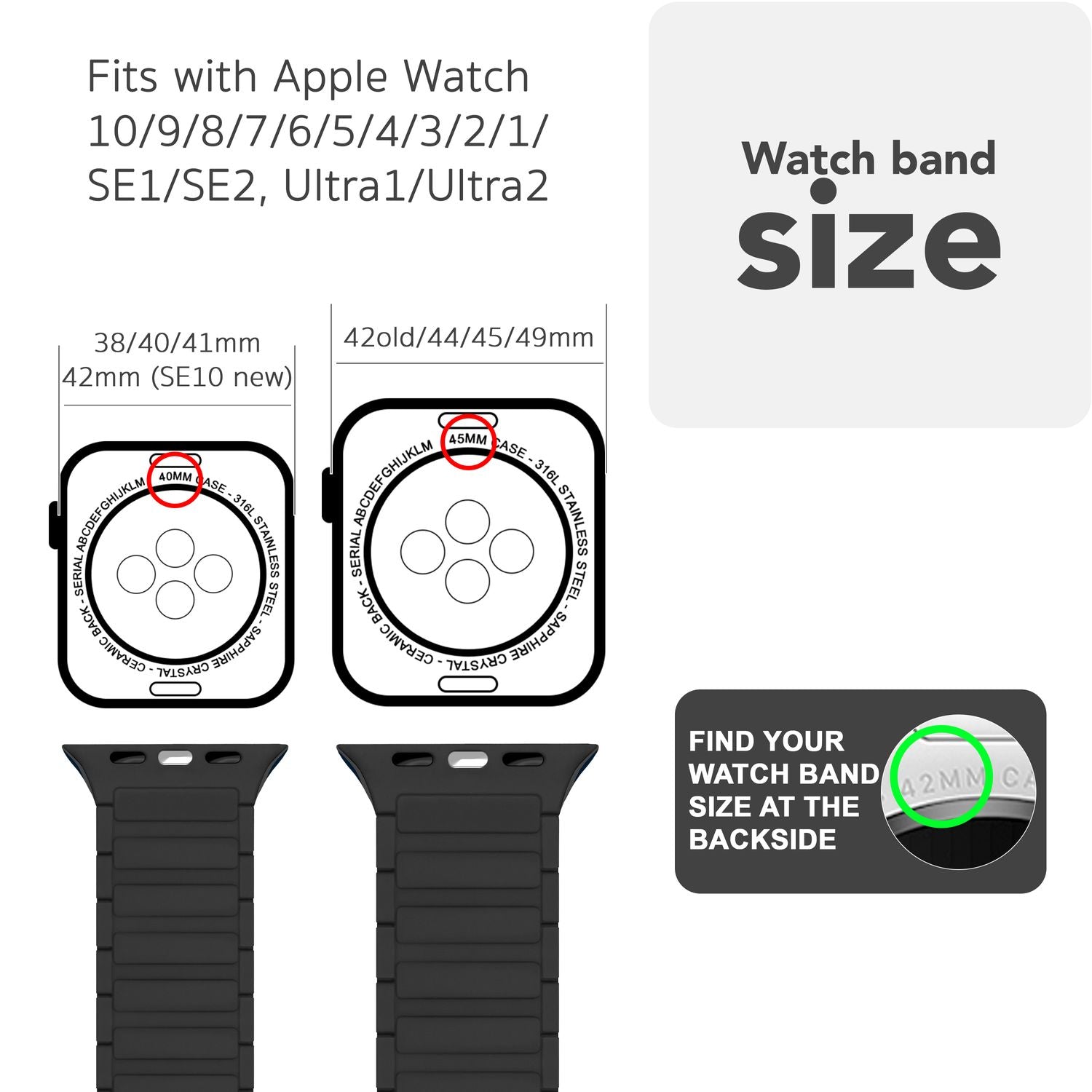Silikon Armband für Apple Watch mit Magnetverschluss Wellenstruktur 38-42 mm