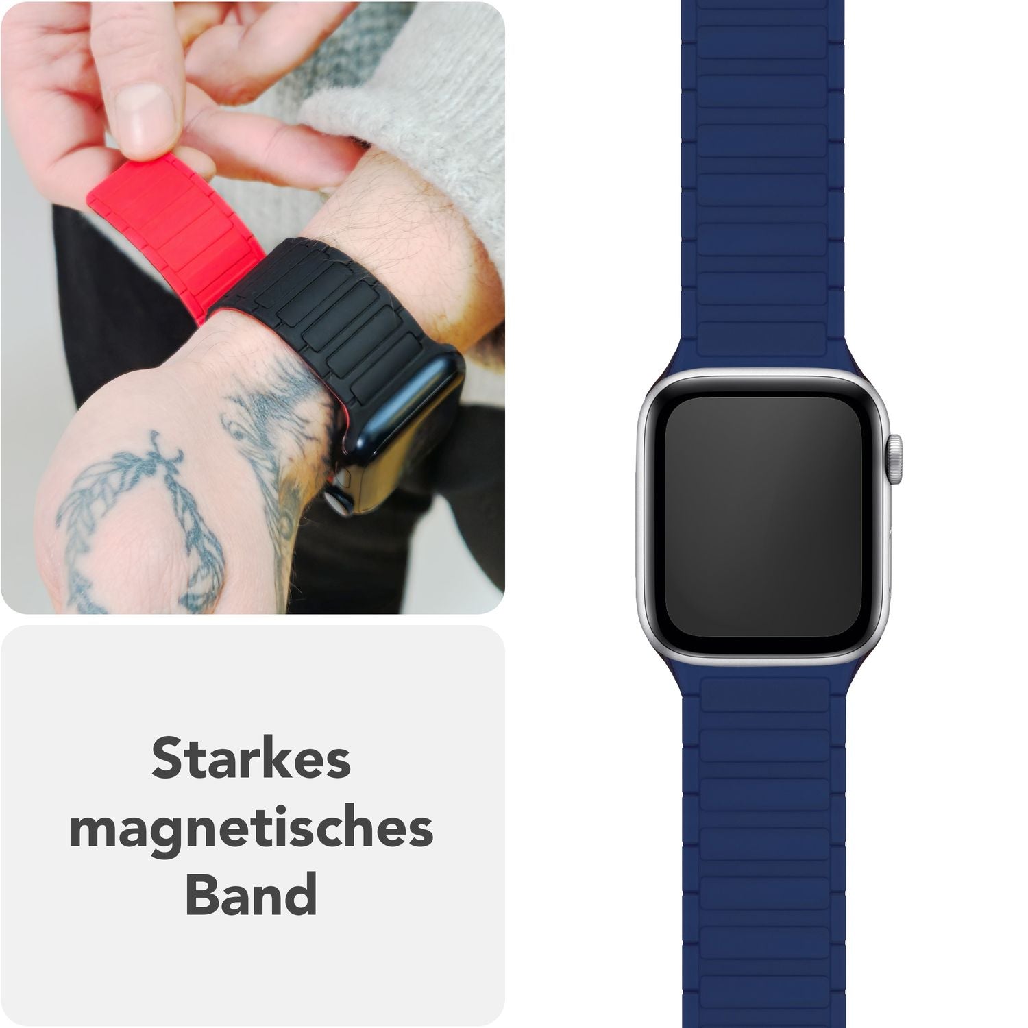 Silikon Armband für Apple Watch mit Magnetverschluss Wellenstruktur 38-42 mm