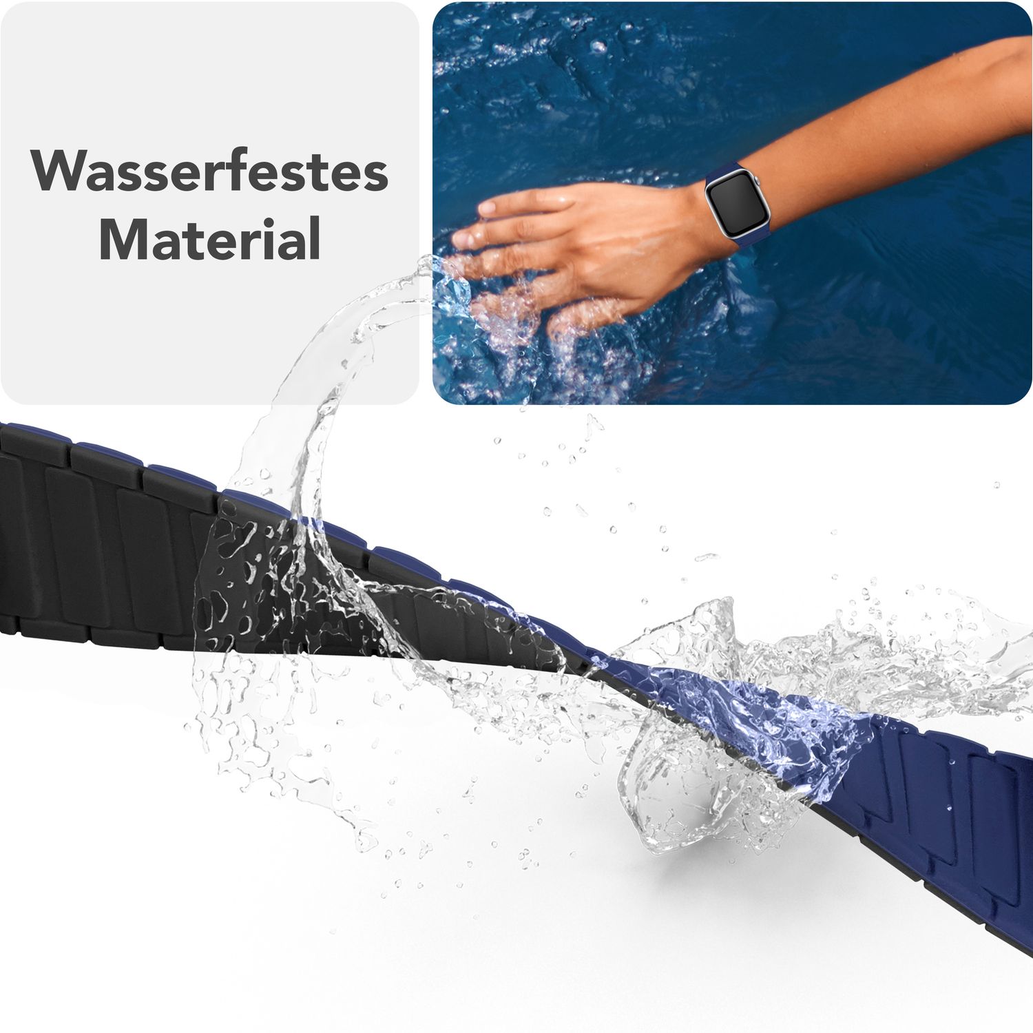 Silikon Armband für Apple Watch mit Magnetverschluss Wellenstruktur 38-42 mm