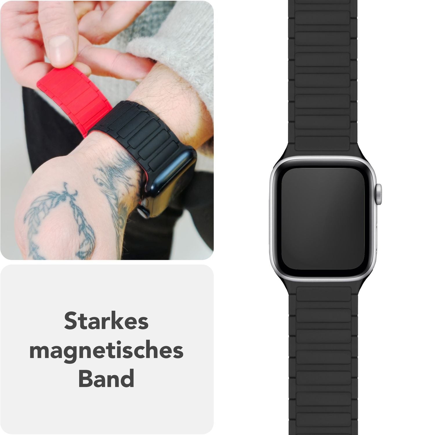 Silikon Armband für Apple Watch mit Magnetverschluss Wellenstruktur 38-42 mm