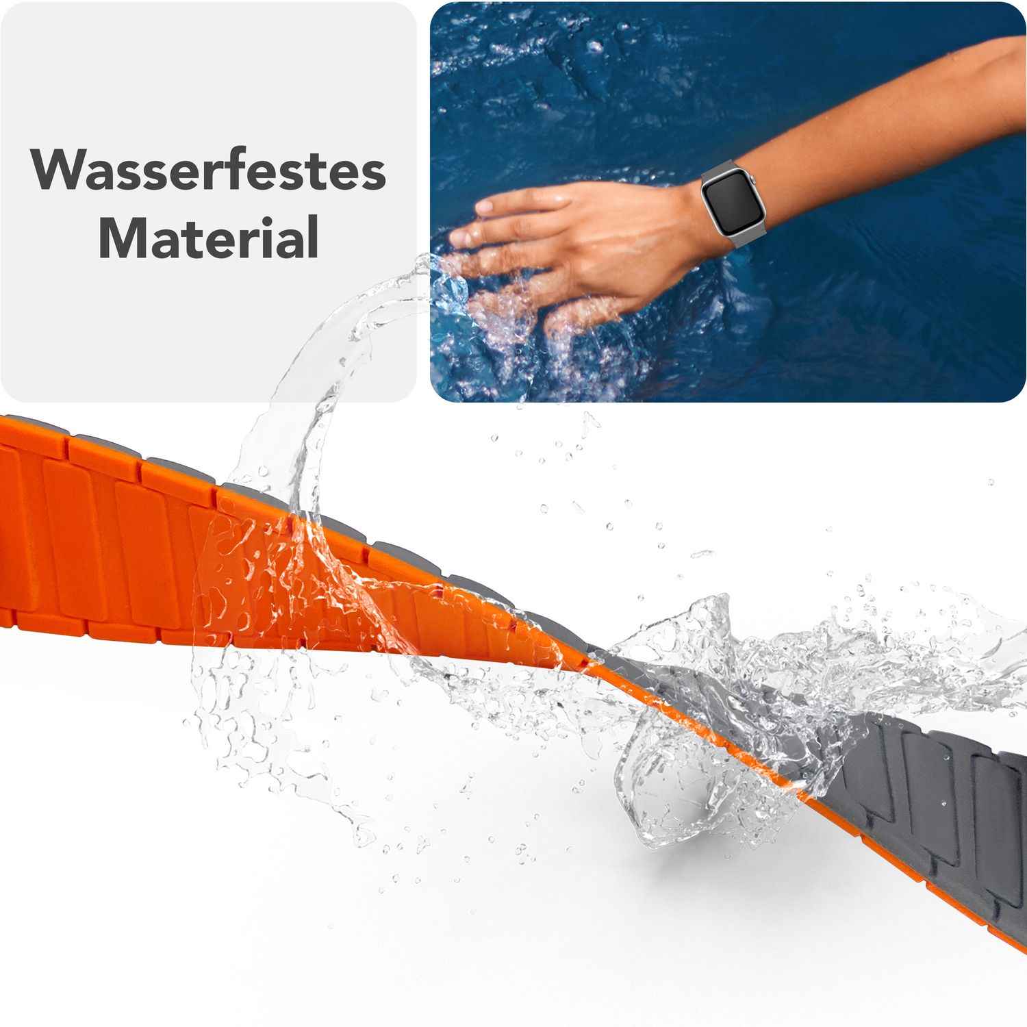NALIA Nexus Armband für Apple Watch SE/10/9/8/7/6/5/4/3/2/1, Gehäusegröße 38/40/41/42mm, Magnetisches Silikon Loop Sportarmband mit Wellenstruktur