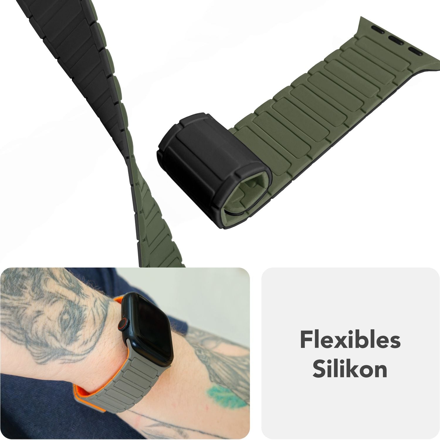 Silikon Armband für Apple Watch mit Magnetverschluss Wellenstruktur 38-42 mm