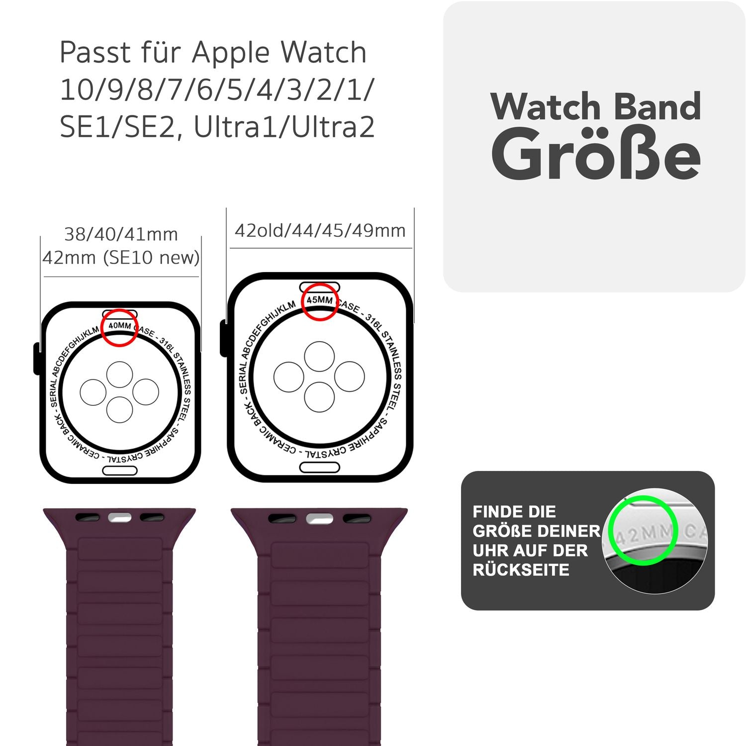 Silikon Armband für Apple Watch mit Magnetverschluss Wellenstruktur 38-42 mm