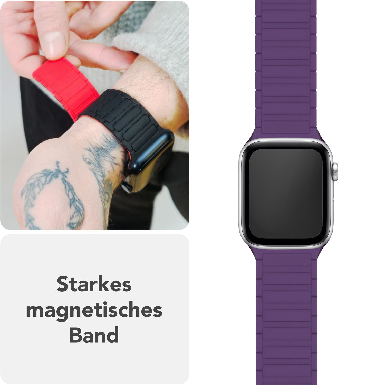 Silikon Armband für Apple Watch mit Magnetverschluss Wellenstruktur 38-42 mm