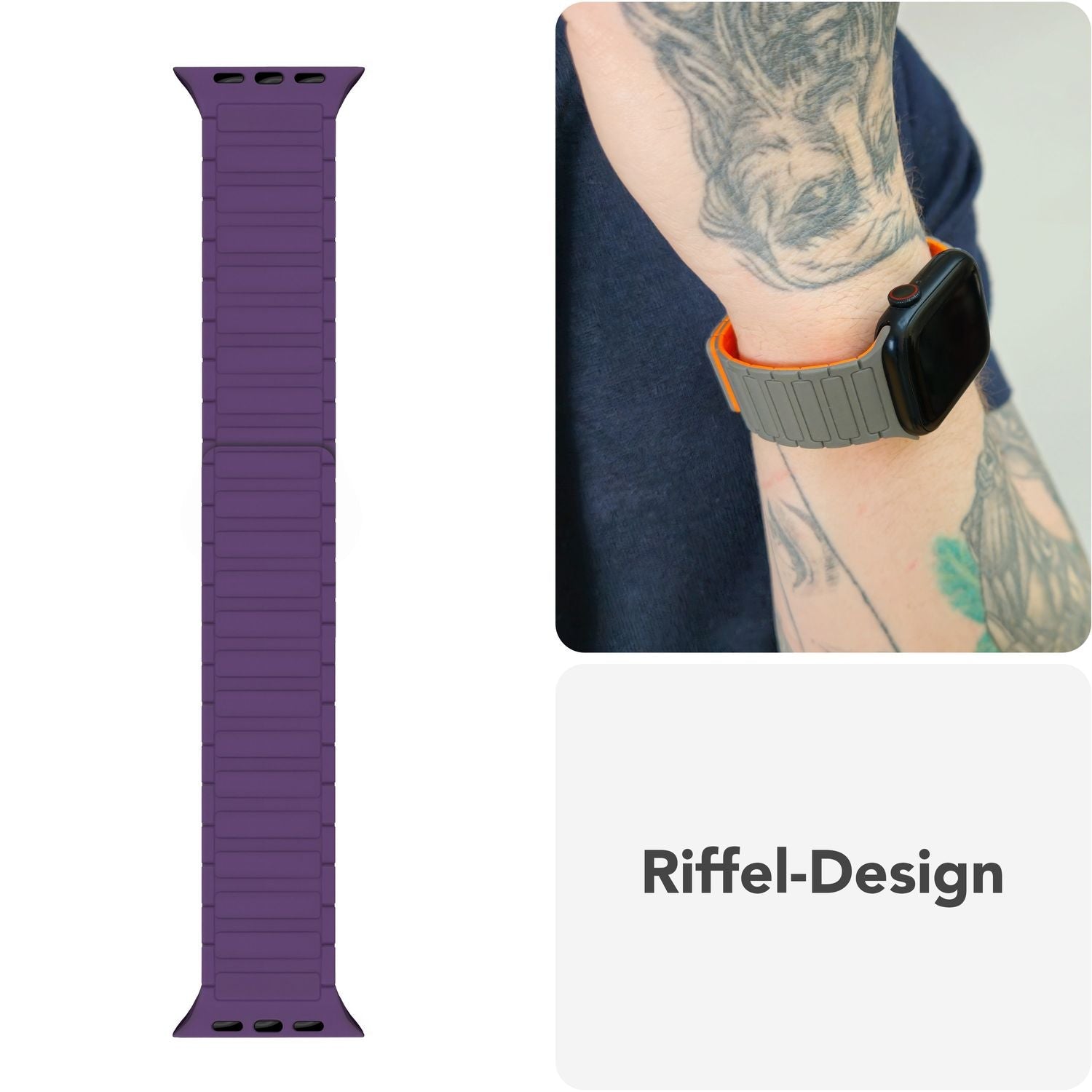 Silikon Armband für Apple Watch mit Magnetverschluss Wellenstruktur 38-42 mm
