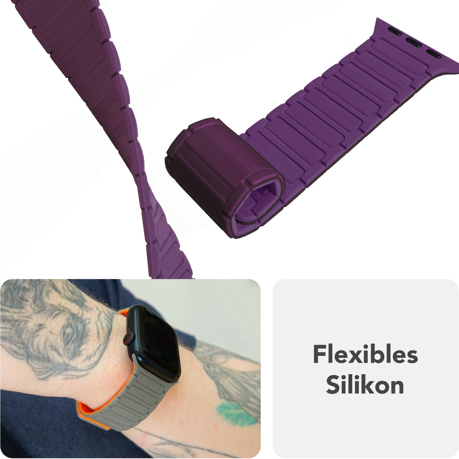 Silikon Armband für Apple Watch mit Magnetverschluss Wellenstruktur 38-42 mm