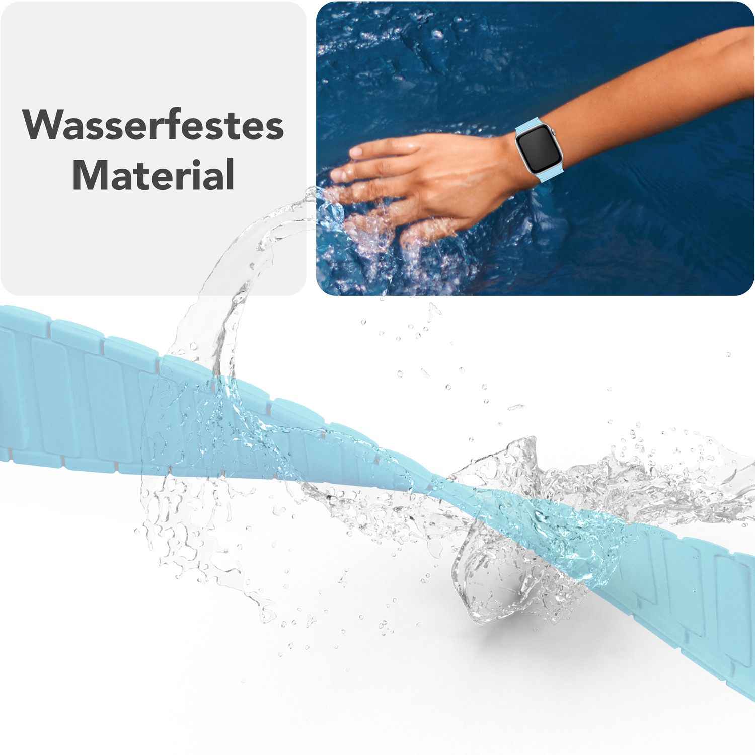 NALIA Nexus Armband für Apple Watch SE/10/9/8/7/6/5/4/3/2/1, Gehäusegröße 38/40/41/42mm, Magnetisches Silikon Loop Sportarmband mit Wellenstruktur