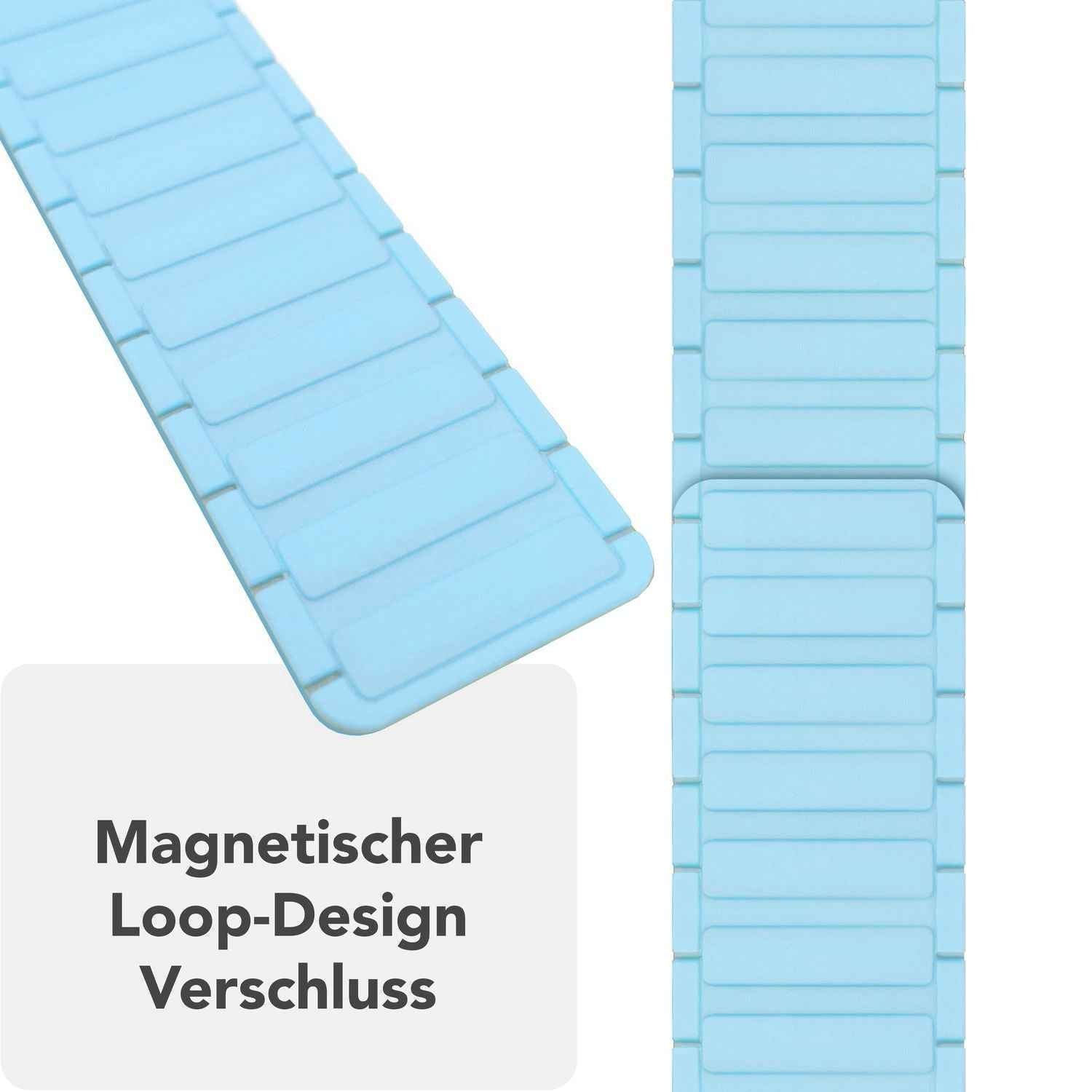 NALIA Nexus Armband für Apple Watch SE/10/9/8/7/6/5/4/3/2/1, Gehäusegröße 38/40/41/42mm, Magnetisches Silikon Loop Sportarmband mit Wellenstruktur