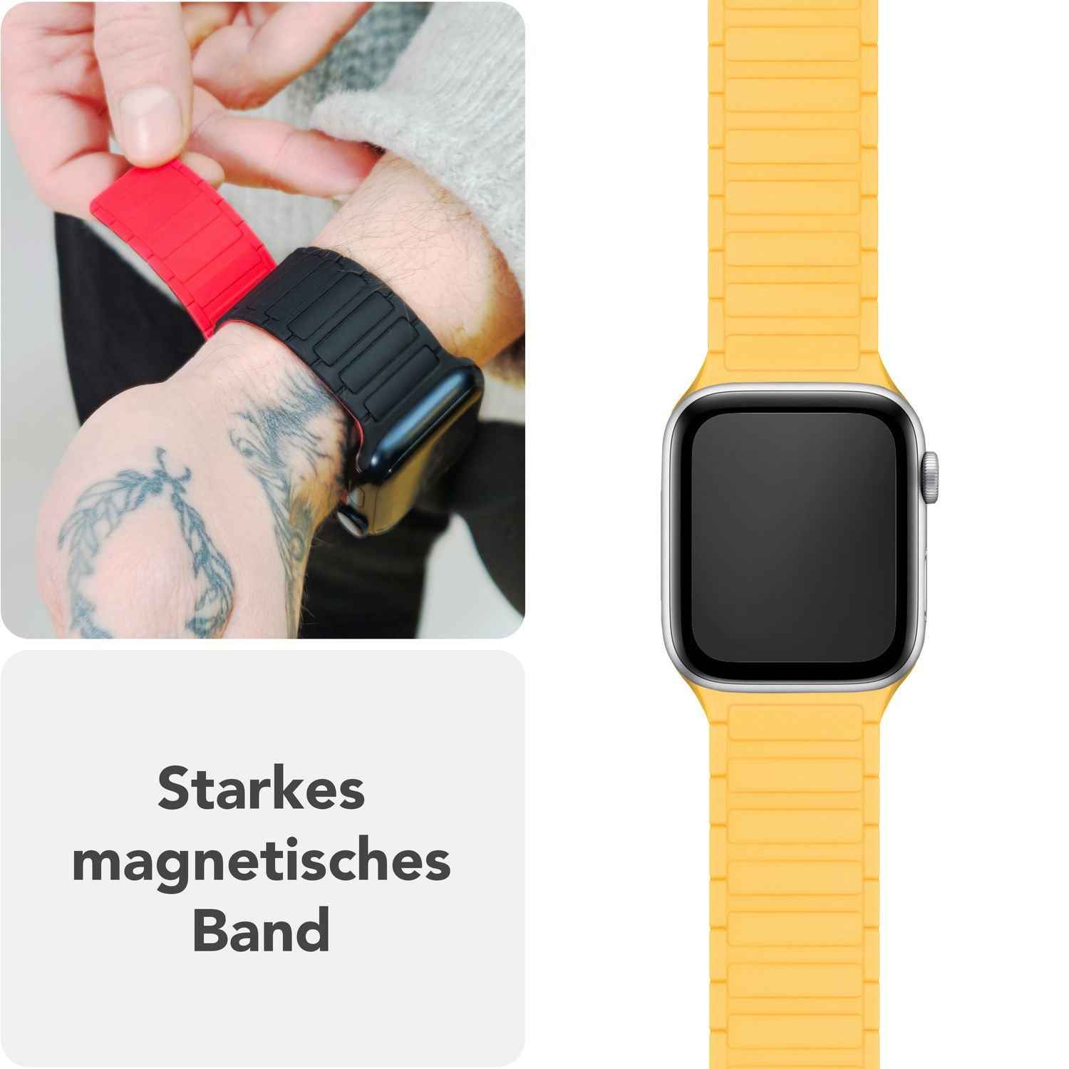 NALIA Nexus Armband für Apple Watch SE/10/9/8/7/6/5/4/3/2/1, Gehäusegröße 38/40/41/42mm, Magnetisches Silikon Loop Sportarmband mit Wellenstruktur