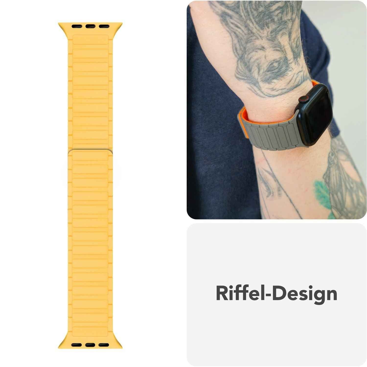 NALIA Nexus Armband für Apple Watch SE/10/9/8/7/6/5/4/3/2/1, Gehäusegröße 38/40/41/42mm, Magnetisches Silikon Loop Sportarmband mit Wellenstruktur
