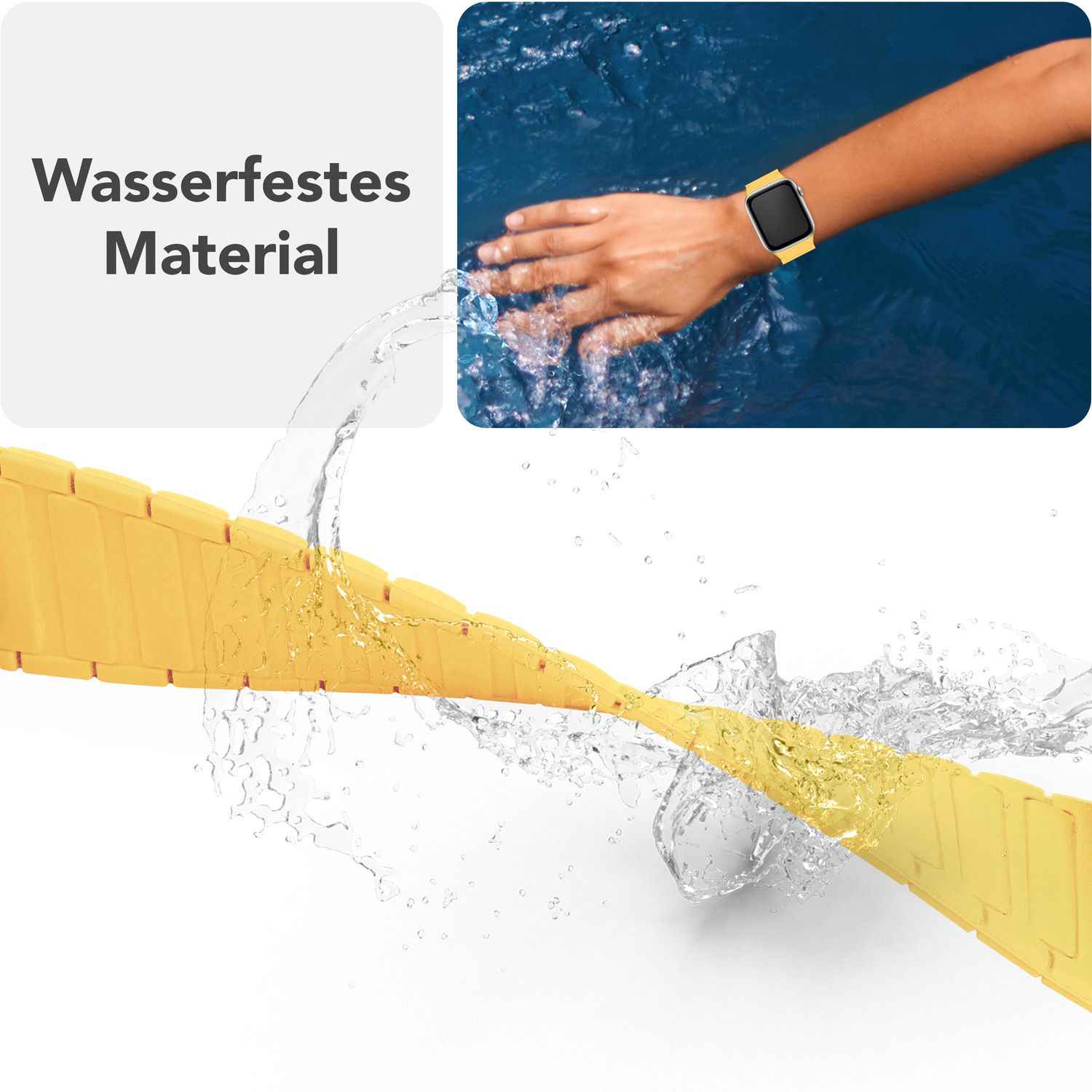 NALIA Nexus Armband für Apple Watch SE/10/9/8/7/6/5/4/3/2/1, Gehäusegröße 38/40/41/42mm, Magnetisches Silikon Loop Sportarmband mit Wellenstruktur