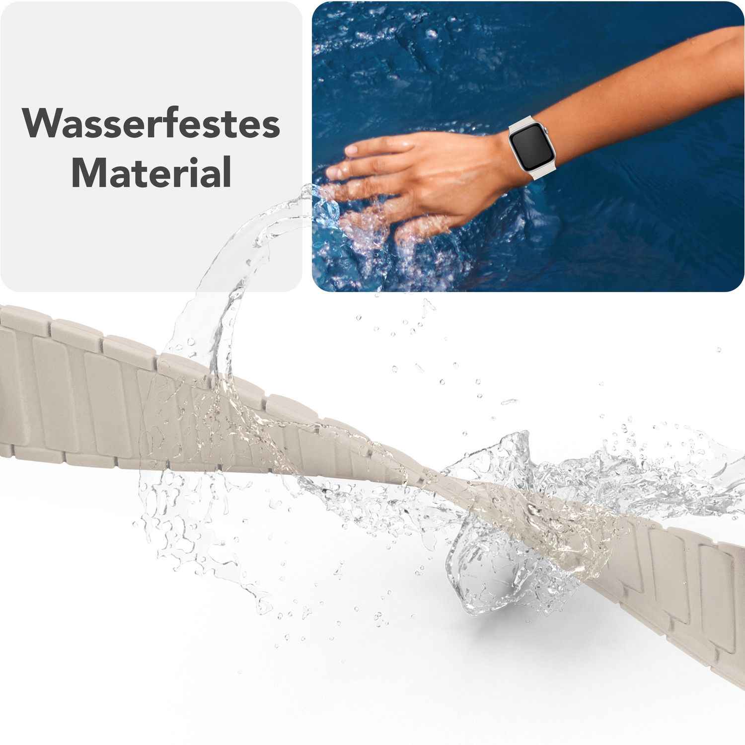 NALIA Nexus Armband für Apple Watch SE/10/9/8/7/6/5/4/3/2/1, Gehäusegröße 38/40/41/42mm, Magnetisches Silikon Loop Sportarmband mit Wellenstruktur