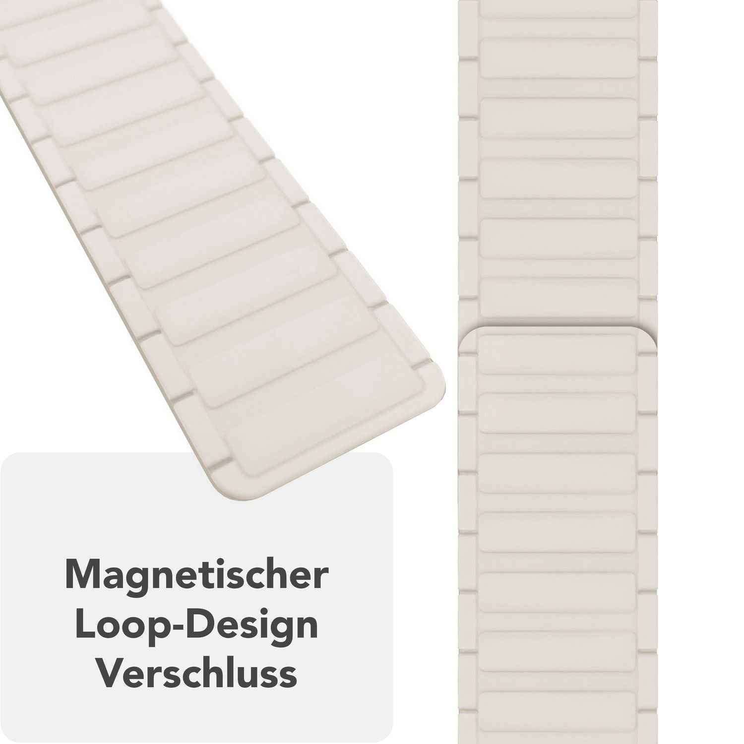 NALIA Nexus Armband für Apple Watch SE/10/9/8/7/6/5/4/3/2/1, Gehäusegröße 38/40/41/42mm, Magnetisches Silikon Loop Sportarmband mit Wellenstruktur