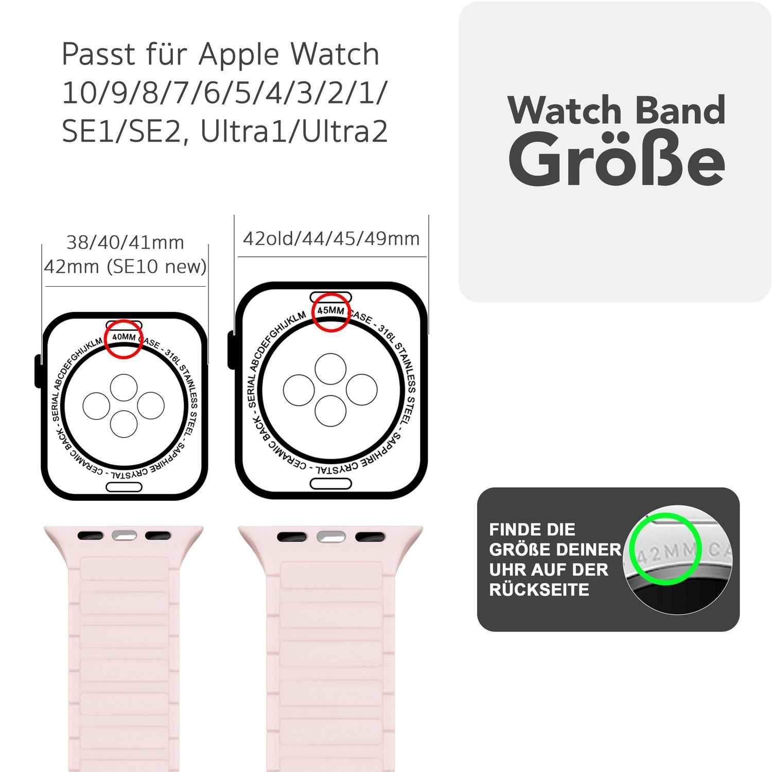 NALIA Nexus Armband für Apple Watch Ultra/SE/10/9/8/7/6/5/4/3/2/1, Gehäusegröße 42/44/45/46/49mm, Magnetisches Silikon Loop Sportarmband mit Wellenstruktur