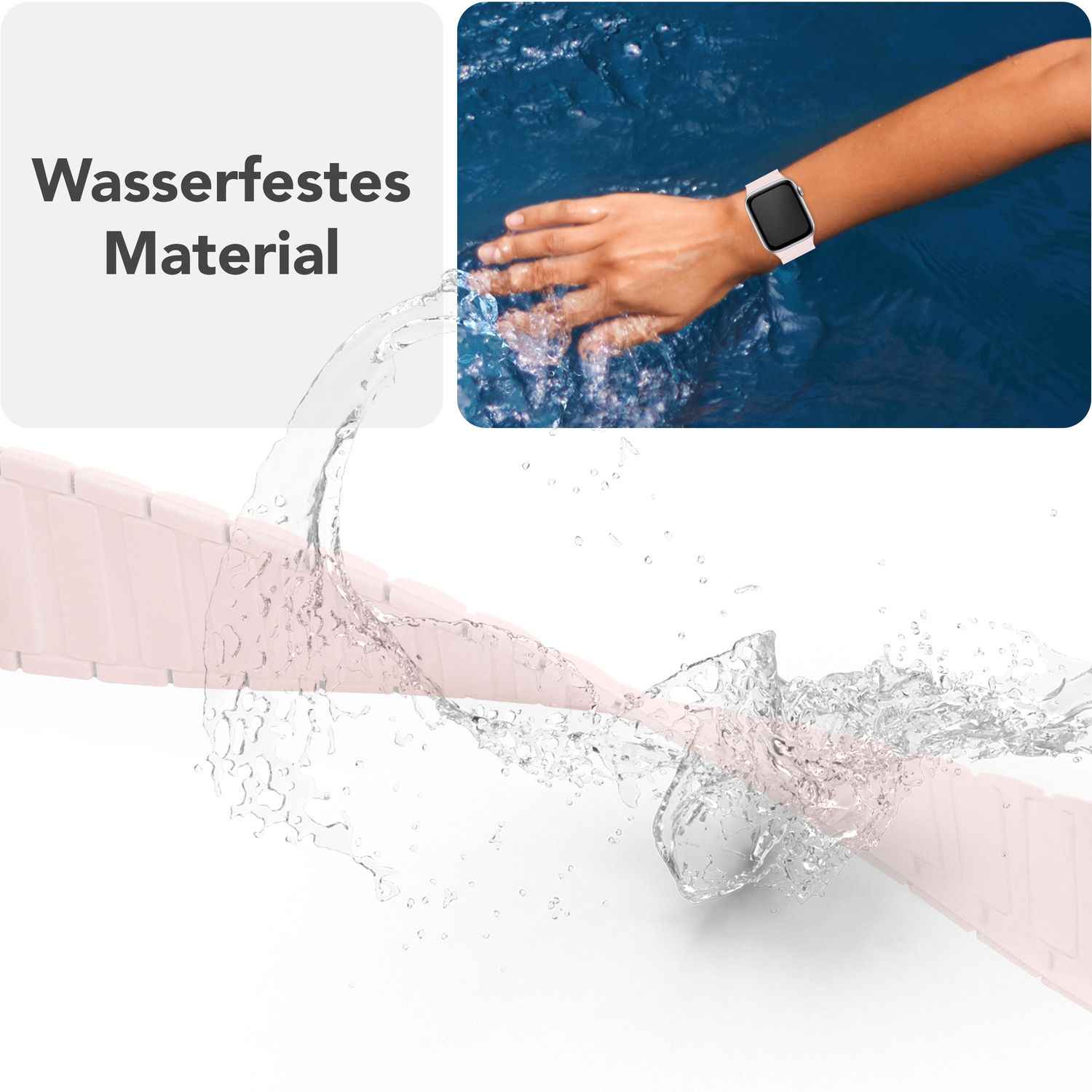 NALIA Nexus Armband für Apple Watch Ultra/SE/10/9/8/7/6/5/4/3/2/1, Gehäusegröße 42/44/45/46/49mm, Magnetisches Silikon Loop Sportarmband mit Wellenstruktur
