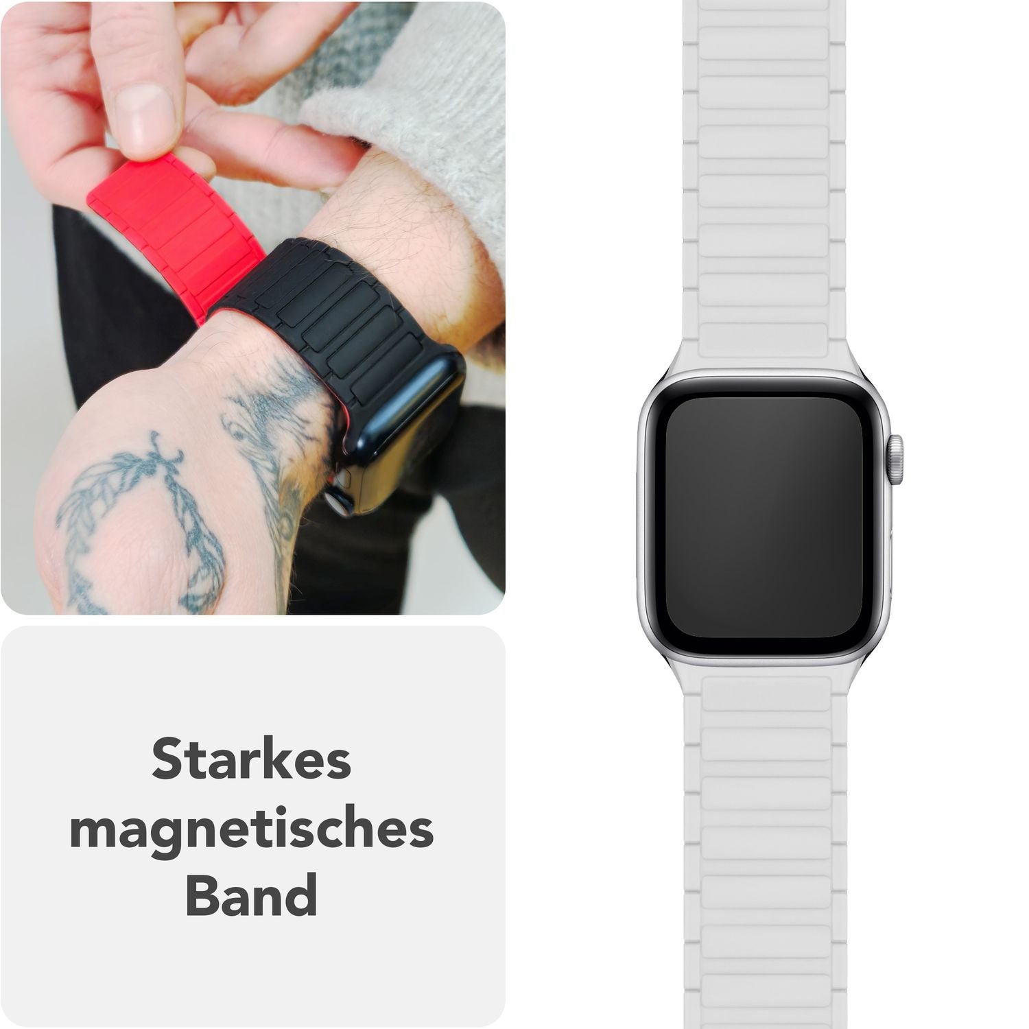 Smartwatch-Armband Silikon mit Wellenstruktur magnetisch 42-49 mm | NALIA Berlin
