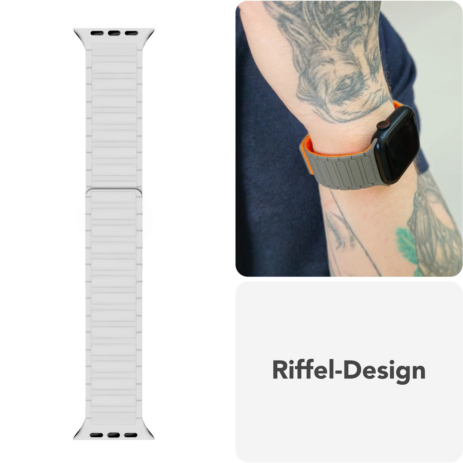 Smartwatch-Armband Silikon mit Wellenstruktur magnetisch 42-49 mm | NALIA Berlin