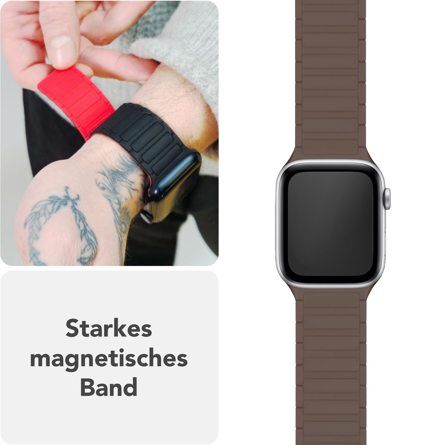 Smartwatch-Armband Silikon mit Wellenstruktur magnetisch 42-49 mm | NALIA Berlin