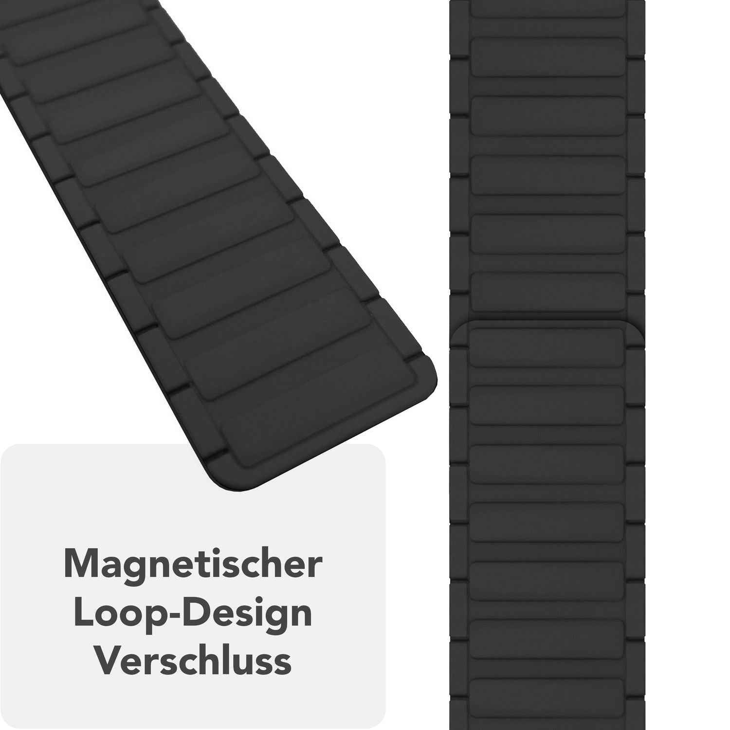NALIA Nexus Armband für Apple Watch Ultra/SE/10/9/8/7/6/5/4/3/2/1, Gehäusegröße 42/44/45/46/49mm, Magnetisches Silikon Loop Sportarmband mit Wellenstruktur