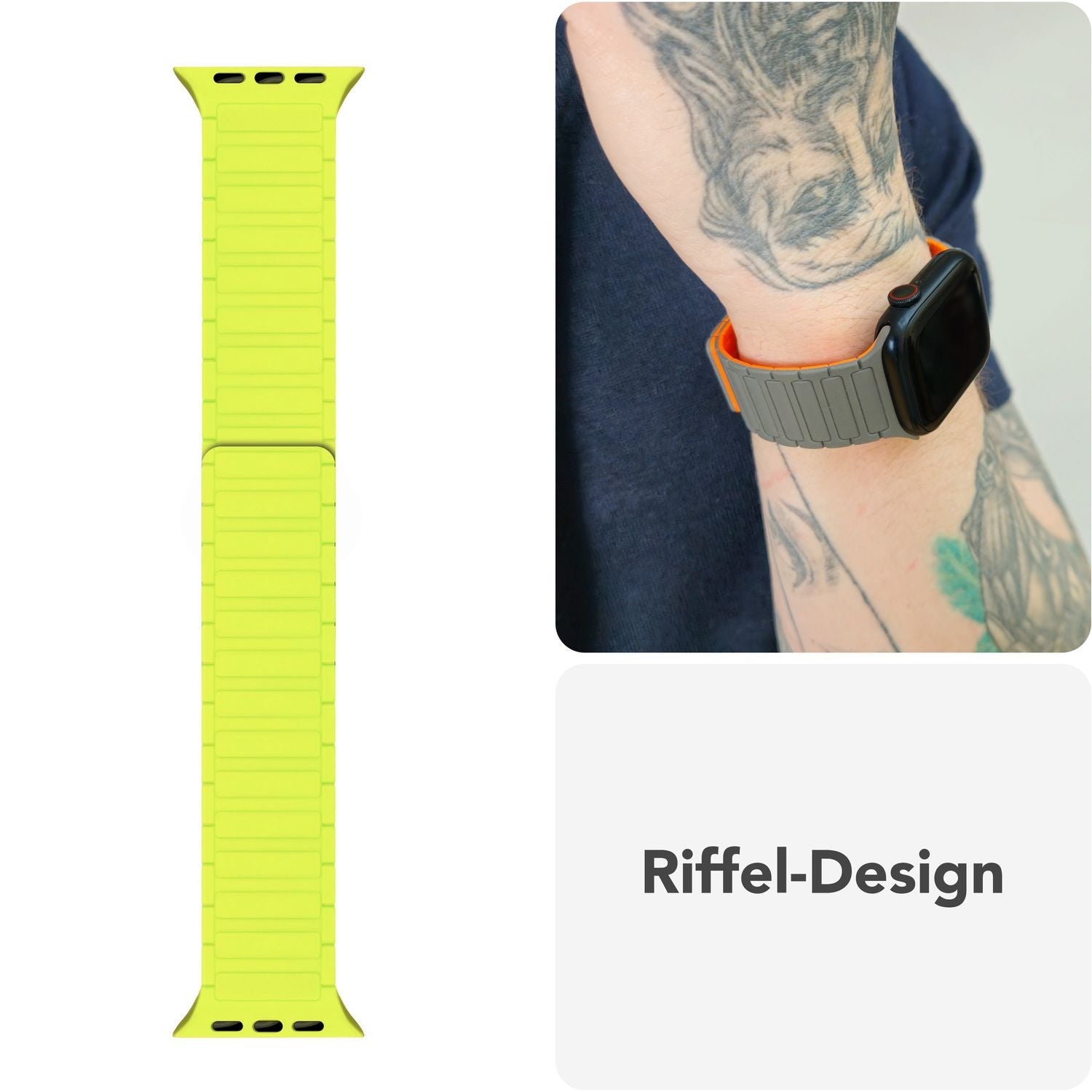 Smartwatch-Armband Silikon mit Wellenstruktur magnetisch 42-49 mm | NALIA Berlin