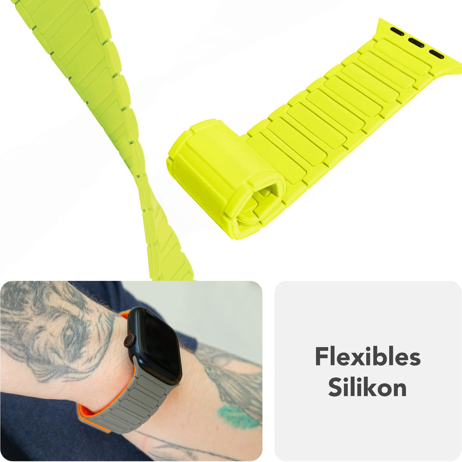 Smartwatch-Armband Silikon mit Wellenstruktur magnetisch 42-49 mm | NALIA Berlin