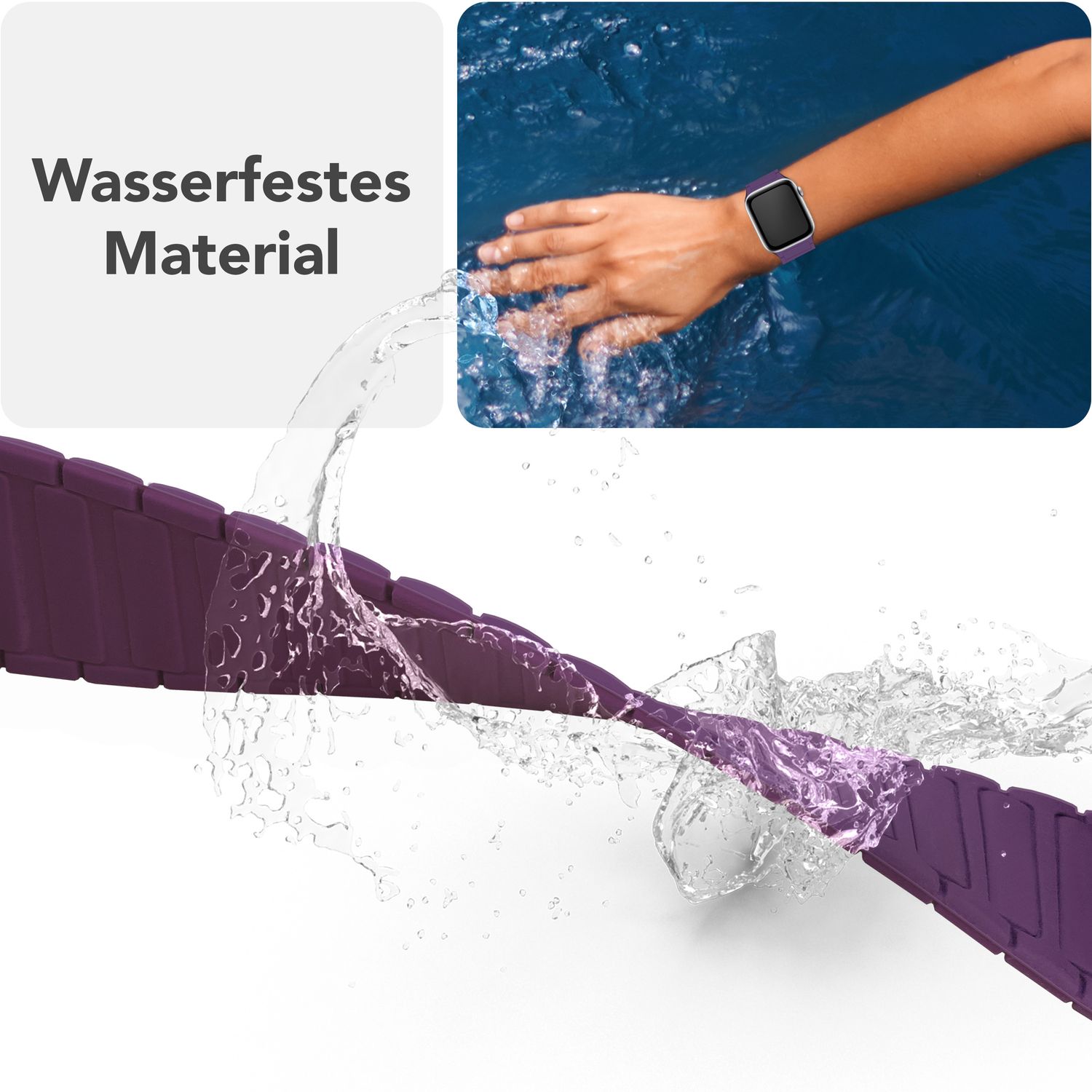 Smartwatch-Armband Silikon mit Wellenstruktur magnetisch 42-49 mm | NALIA Berlin