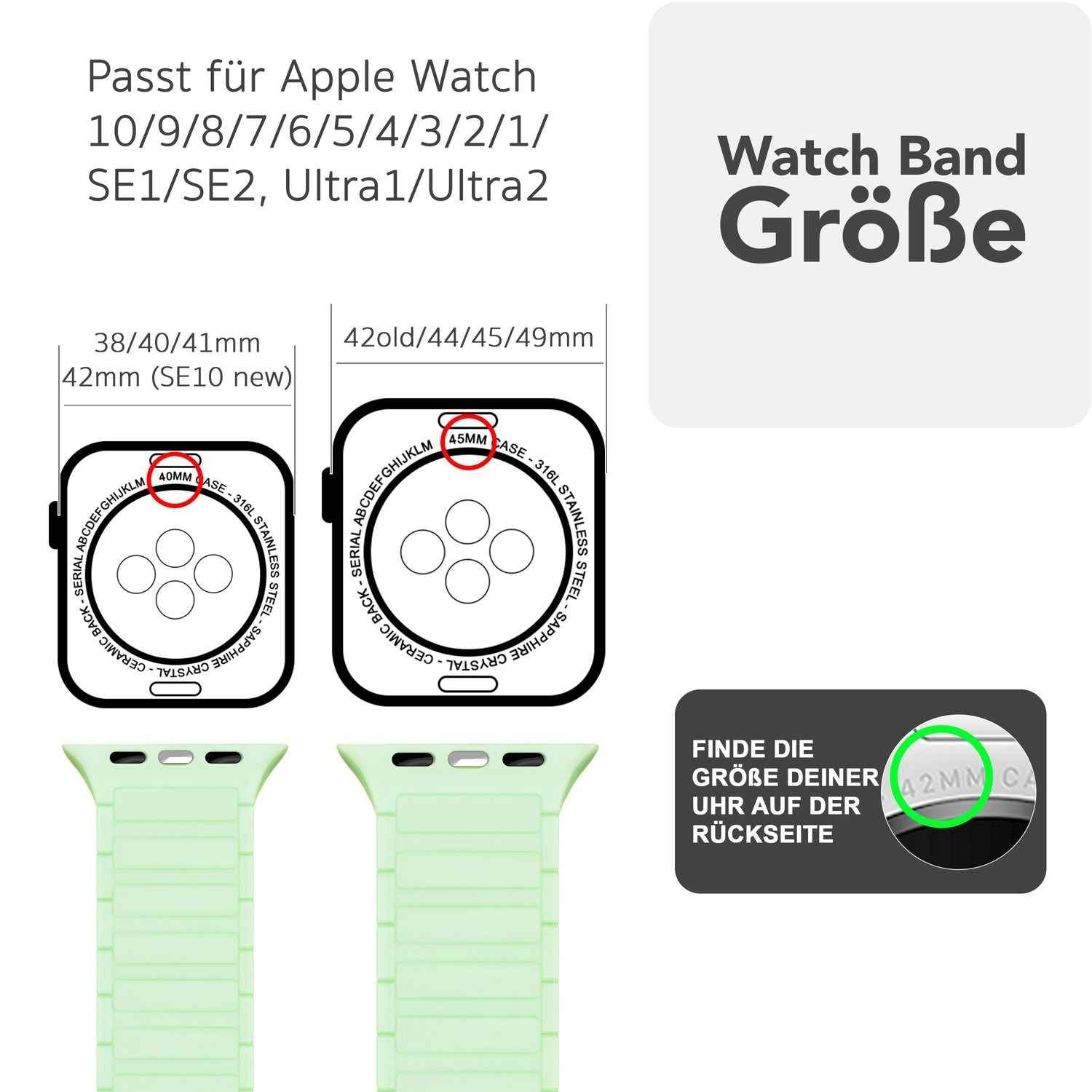 NALIA Nexus Armband für Apple Watch Ultra/SE/10/9/8/7/6/5/4/3/2/1, Gehäusegröße 42/44/45/46/49mm, Magnetisches Silikon Loop Sportarmband mit Wellenstruktur