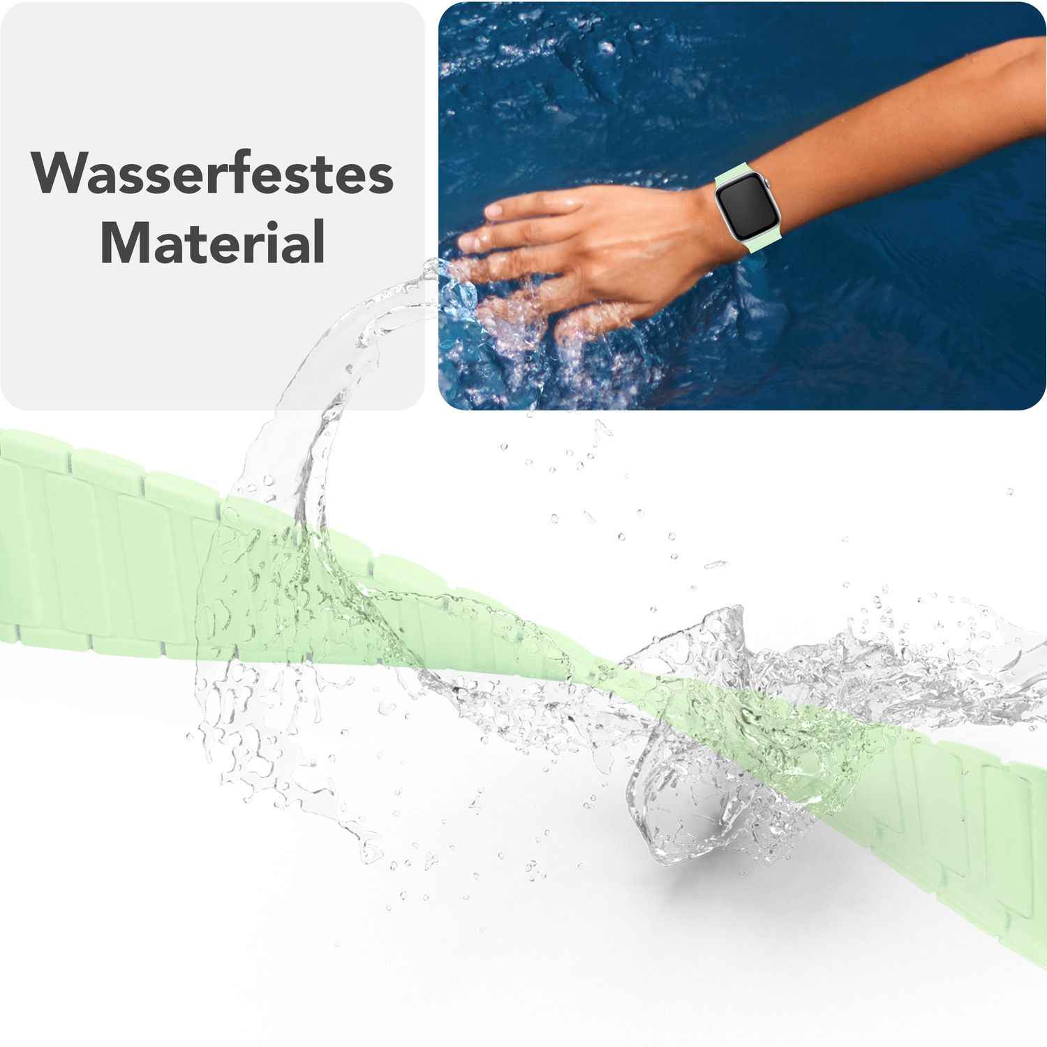 NALIA Nexus Armband für Apple Watch Ultra/SE/10/9/8/7/6/5/4/3/2/1, Gehäusegröße 42/44/45/46/49mm, Magnetisches Silikon Loop Sportarmband mit Wellenstruktur