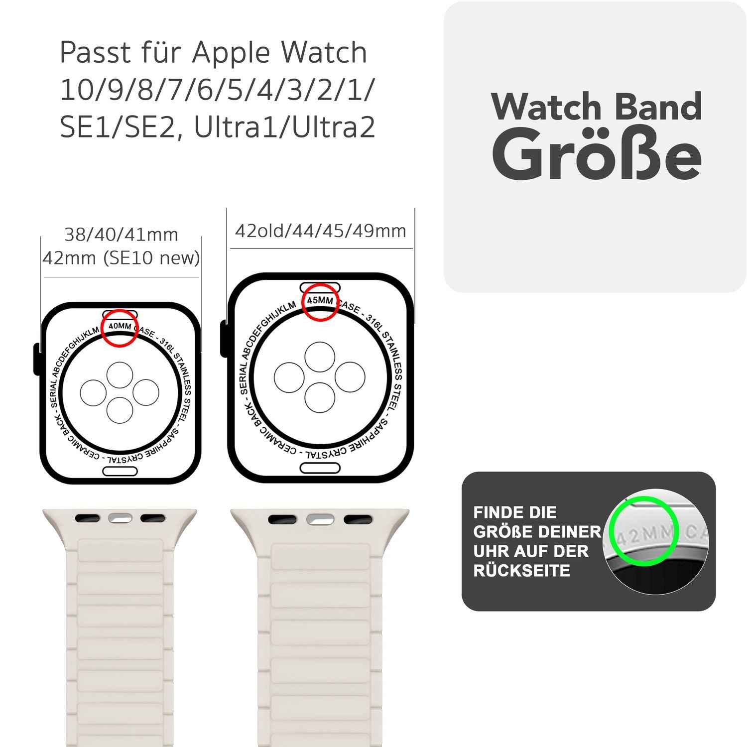NALIA Nexus Armband für Apple Watch Ultra/SE/10/9/8/7/6/5/4/3/2/1, Gehäusegröße 42/44/45/46/49mm, Magnetisches Silikon Loop Sportarmband mit Wellenstruktur