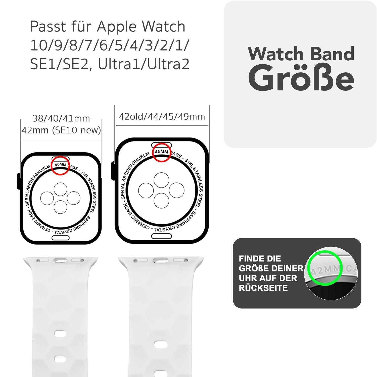 NALIA Hexion Armband für Apple Watch Series SE/10/9/8/7/6/5/4/3/2/1, Gehäusegröße 38/40/41/42mm, Silikon Loop Sportarmband mit Steck-Pin & im Hexagon Design