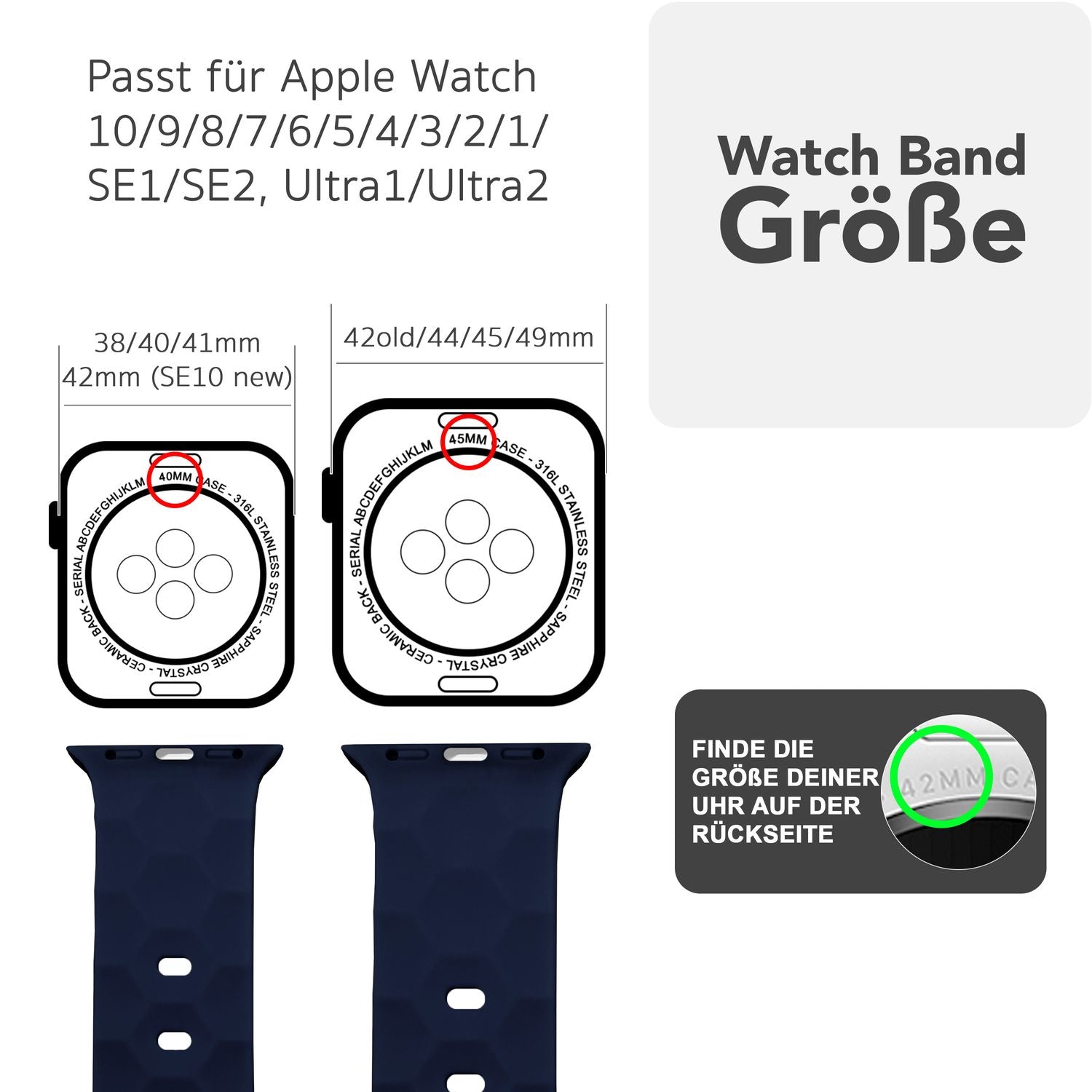Smartwatch-Armband Silikon Hexagon-Design für Apple Watch 38-42 mm