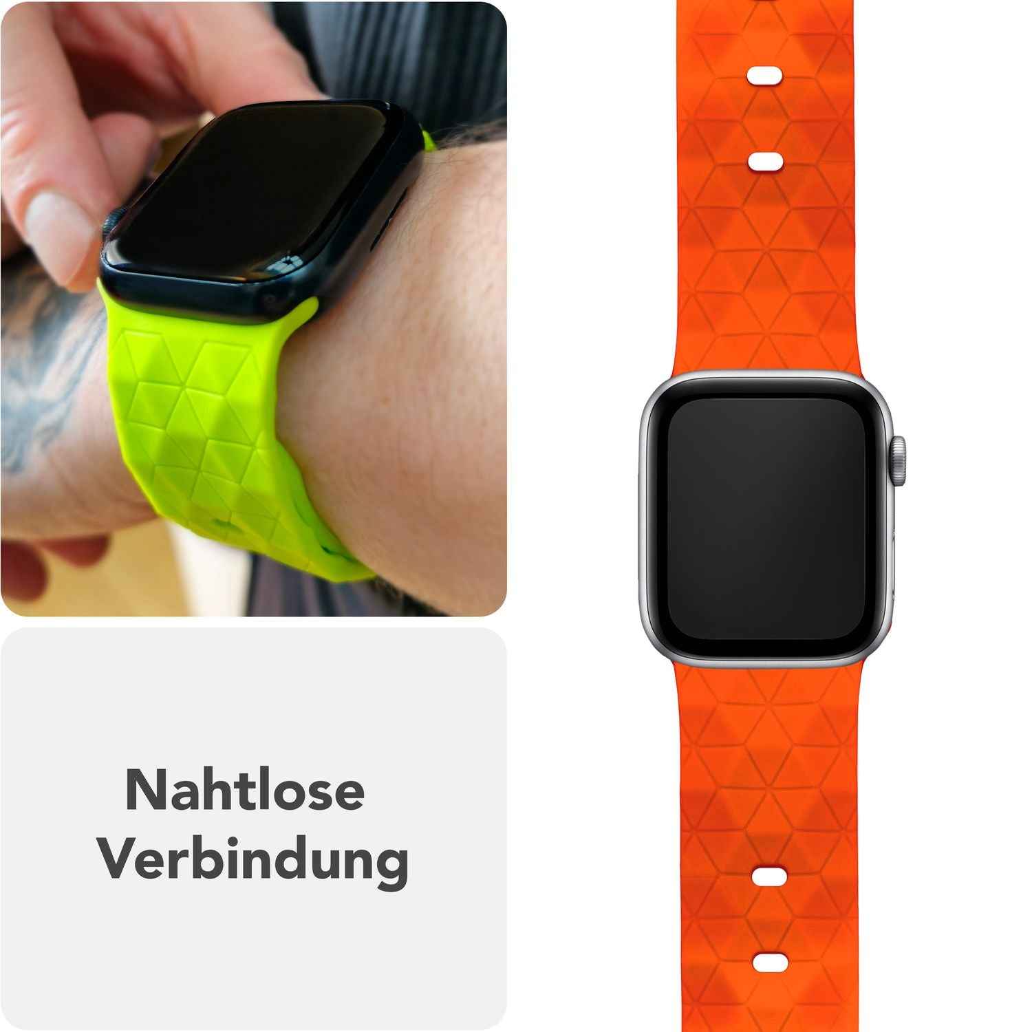 NALIA Hexion Armband für Apple Watch Series SE/10/9/8/7/6/5/4/3/2/1, Gehäusegröße 38/40/41/42mm, Silikon Loop Sportarmband mit Steck-Pin & im Hexagon Design
