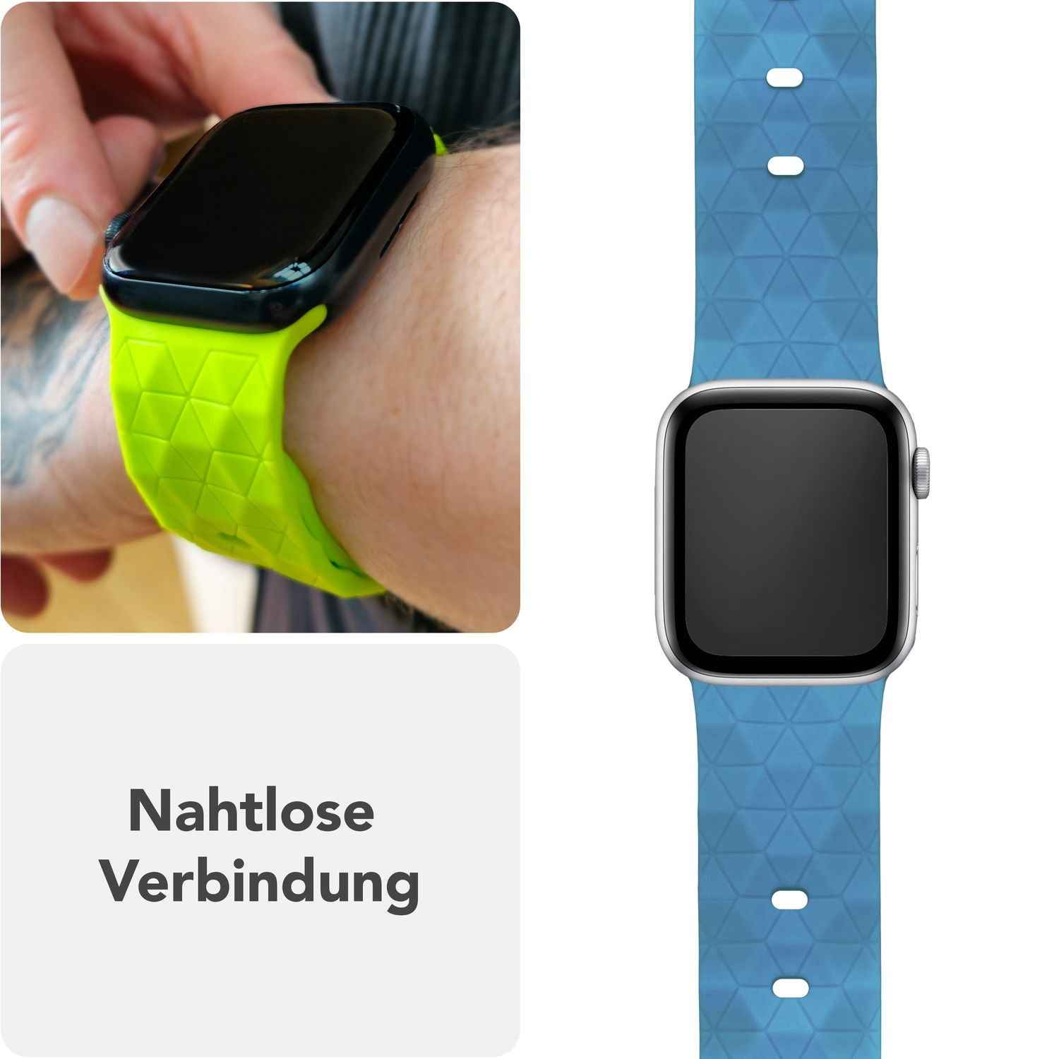 NALIA Hexion Armband für Apple Watch Series SE/10/9/8/7/6/5/4/3/2/1, Gehäusegröße 38/40/41/42mm, Silikon Loop Sportarmband mit Steck-Pin & im Hexagon Design
