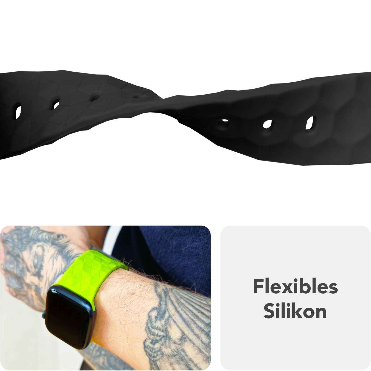 NALIA Hexion Armband für Apple Watch Series SE/10/9/8/7/6/5/4/3/2/1, Gehäusegröße 38/40/41/42mm, Silikon Loop Sportarmband mit Steck-Pin & im Hexagon Design
