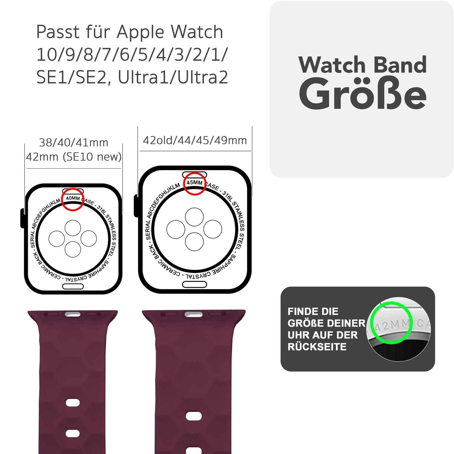 NALIA Hexion Armband für Apple Watch Series SE/10/9/8/7/6/5/4/3/2/1, Gehäusegröße 38/40/41/42mm, Silikon Loop Sportarmband mit Steck-Pin & im Hexagon Design