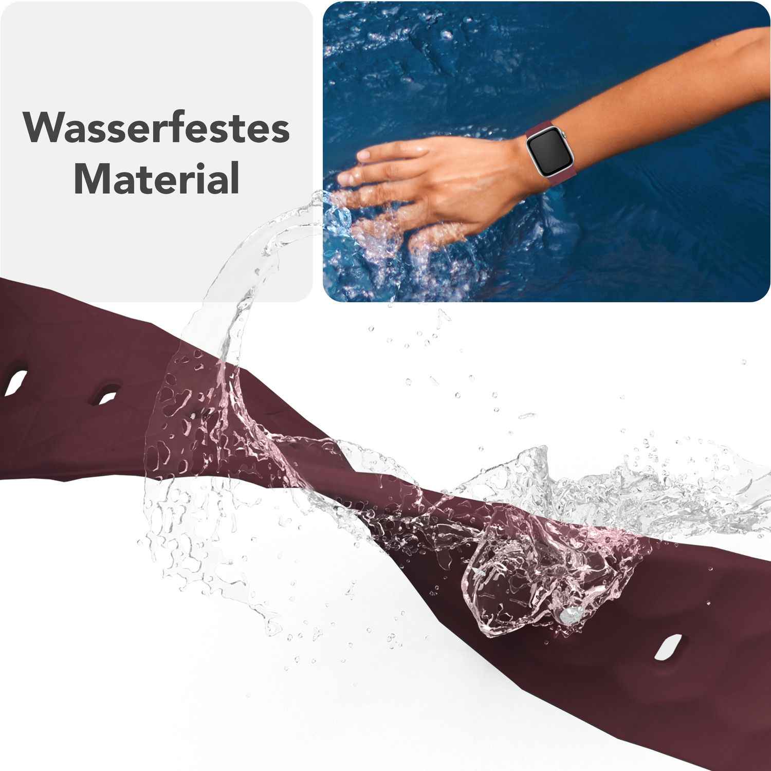NALIA Hexion Armband für Apple Watch Series SE/10/9/8/7/6/5/4/3/2/1, Gehäusegröße 38/40/41/42mm, Silikon Loop Sportarmband mit Steck-Pin & im Hexagon Design