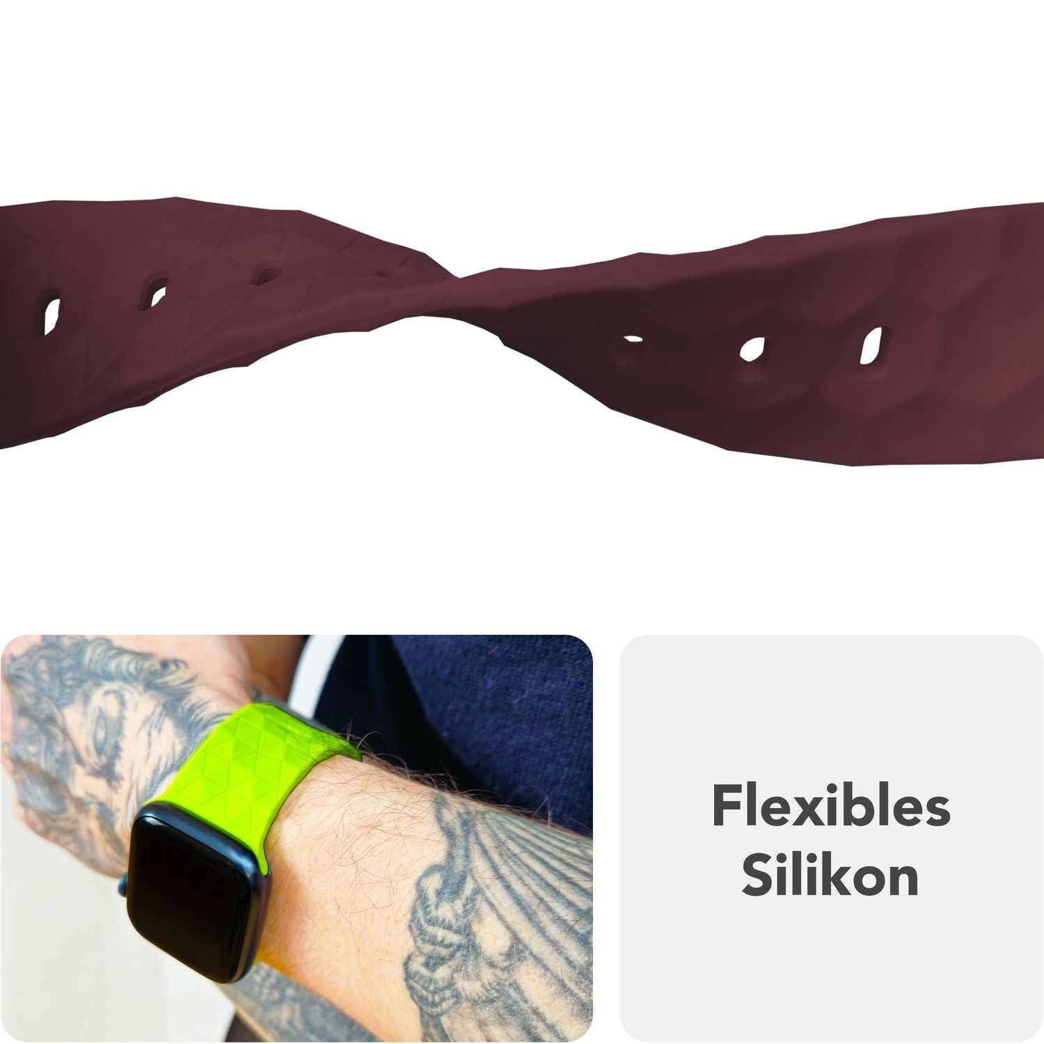 NALIA Hexion Armband für Apple Watch Series SE/10/9/8/7/6/5/4/3/2/1, Gehäusegröße 38/40/41/42mm, Silikon Loop Sportarmband mit Steck-Pin & im Hexagon Design