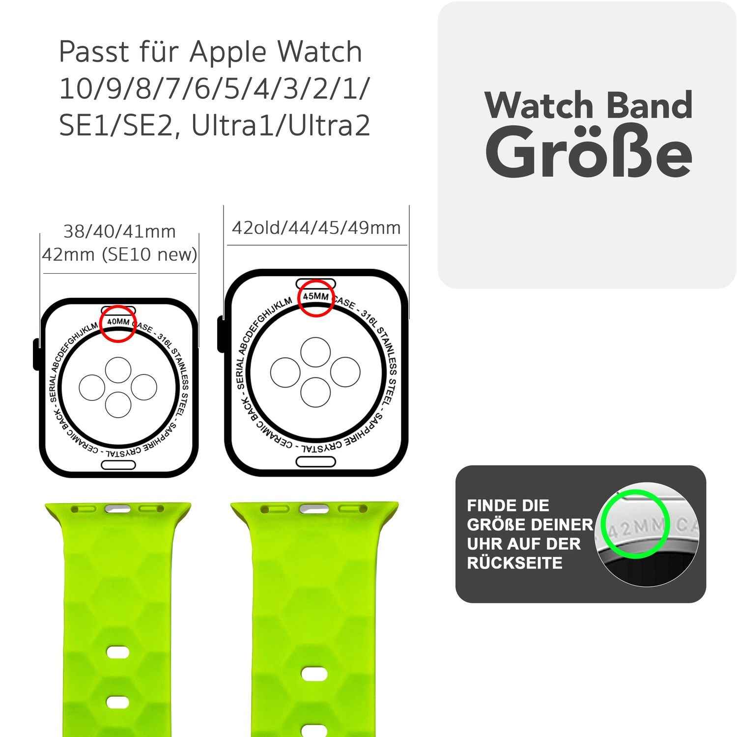 NALIA Hexion Armband für Apple Watch Series SE/10/9/8/7/6/5/4/3/2/1, Gehäusegröße 38/40/41/42mm, Silikon Loop Sportarmband mit Steck-Pin & im Hexagon Design