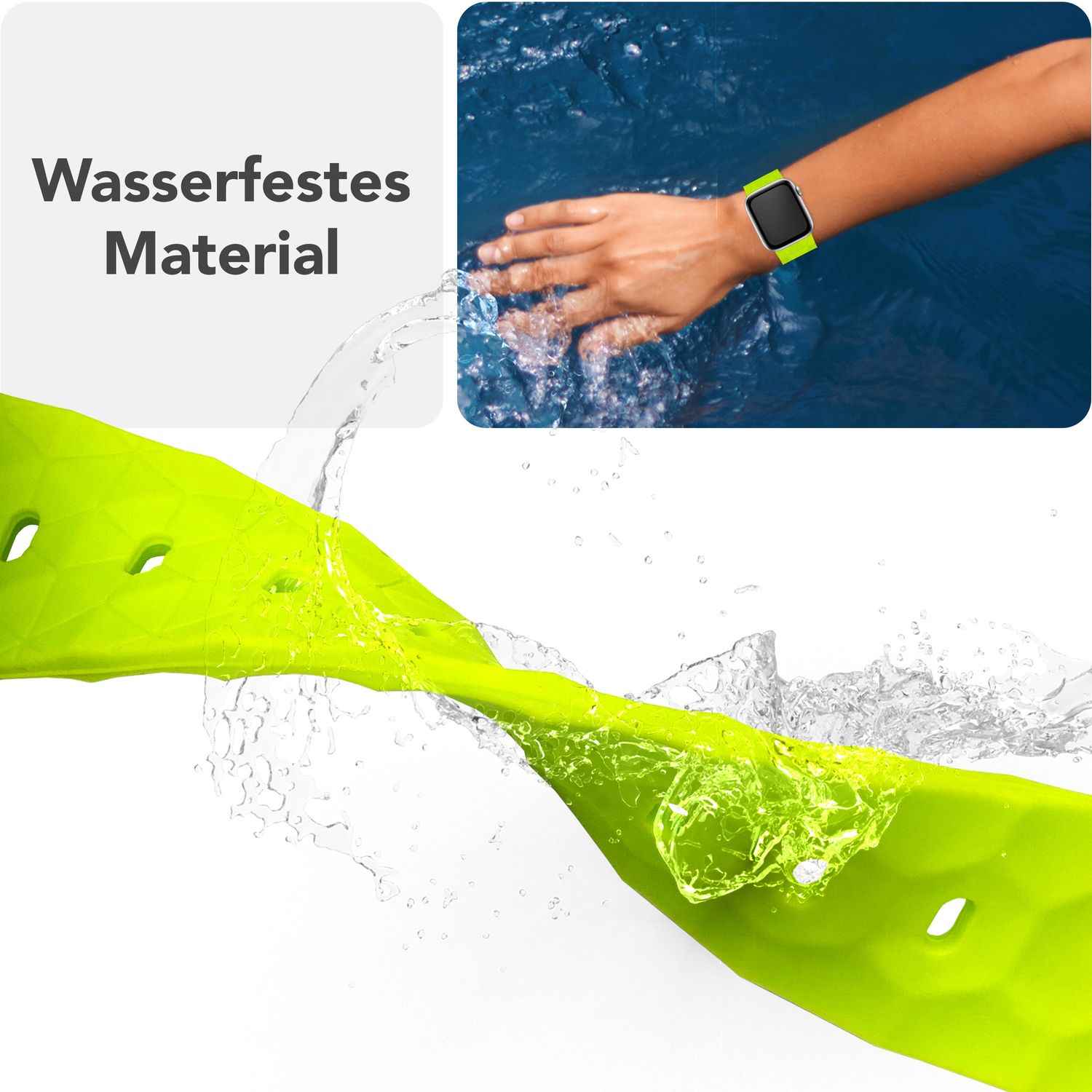 NALIA Hexion Armband für Apple Watch Series SE/10/9/8/7/6/5/4/3/2/1, Gehäusegröße 38/40/41/42mm, Silikon Loop Sportarmband mit Steck-Pin & im Hexagon Design