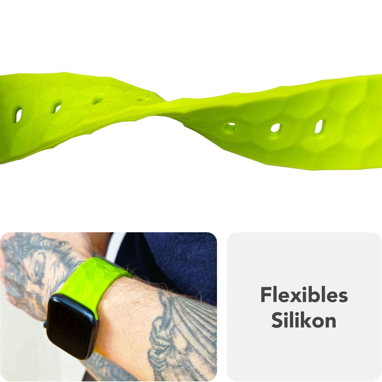 NALIA Hexion Armband für Apple Watch Series SE/10/9/8/7/6/5/4/3/2/1, Gehäusegröße 38/40/41/42mm, Silikon Loop Sportarmband mit Steck-Pin & im Hexagon Design