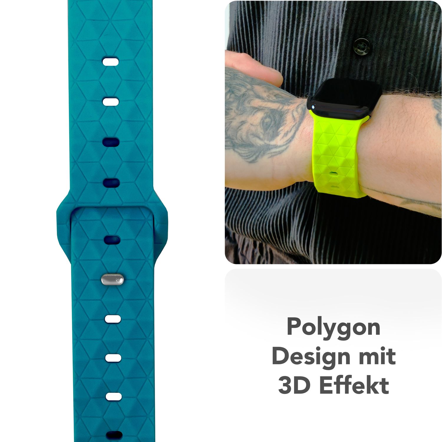 Smartwatch-Armband Silikon mit Hexagon-Struktur weiß für Apple Watch 42-49 mm