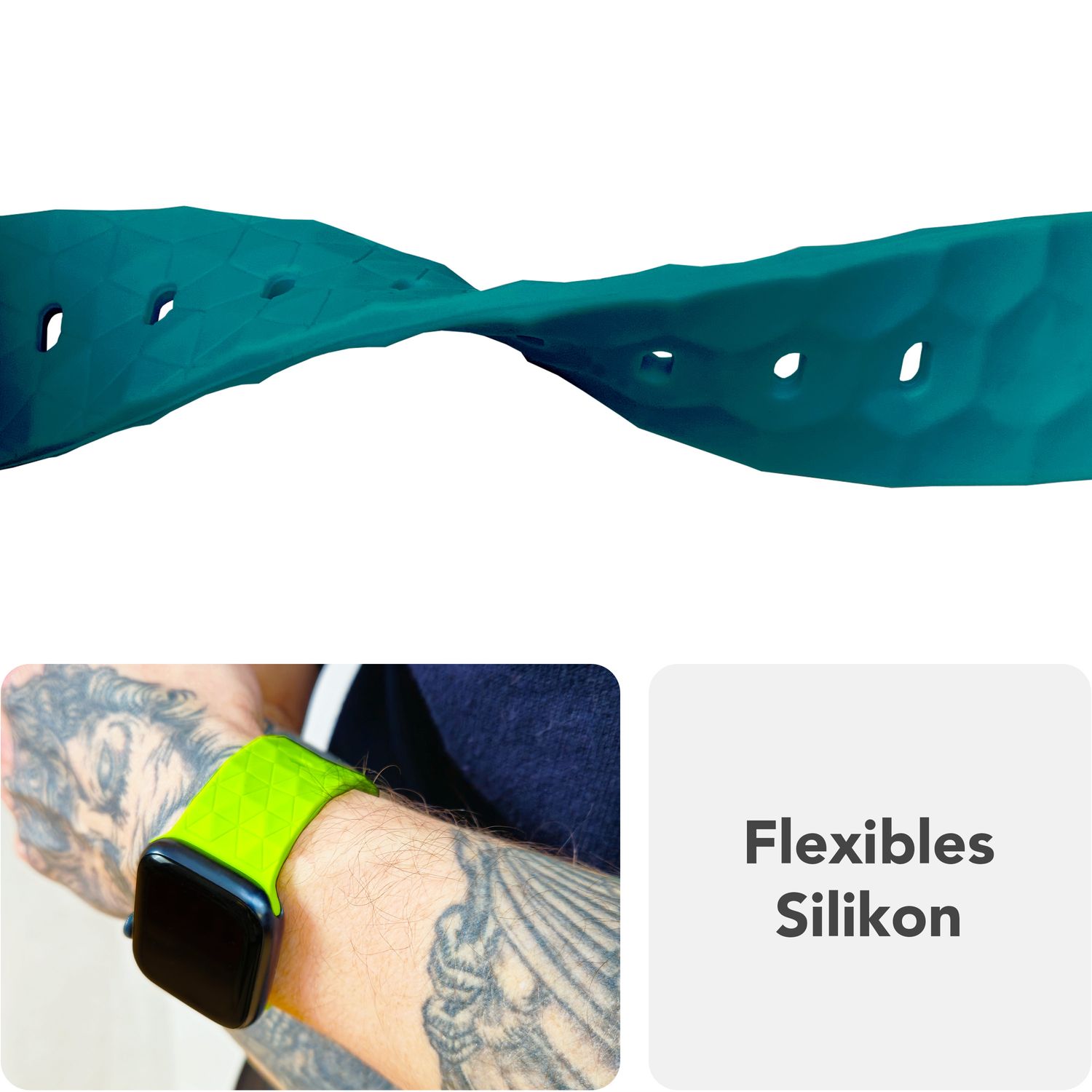 Smartwatch-Armband Silikon mit Hexagon-Struktur weiß für Apple Watch 42-49 mm