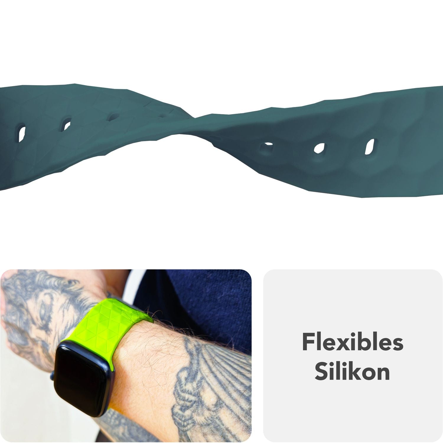 Smartwatch-Armband Silikon mit Hexagon-Struktur weiß für Apple Watch 42-49 mm