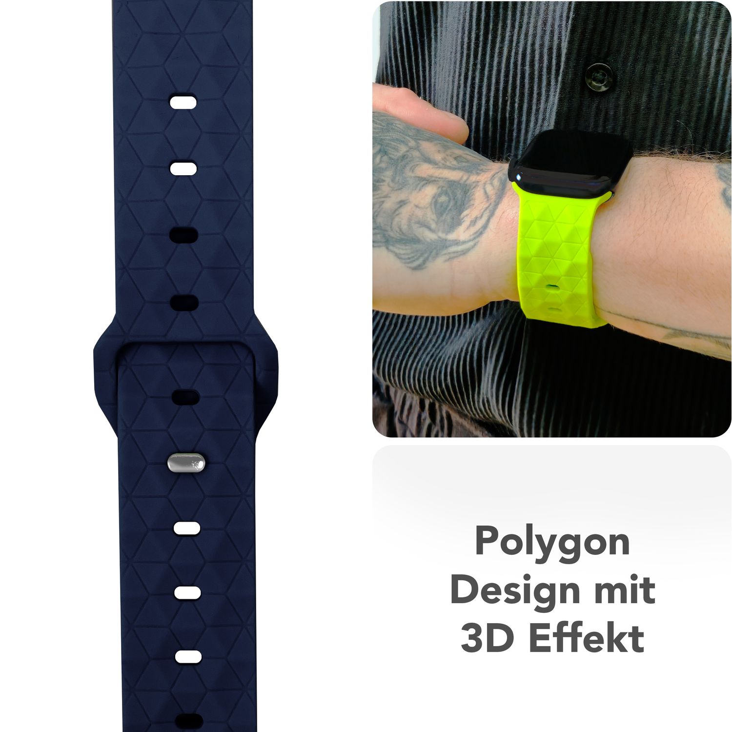 Smartwatch-Armband Silikon mit Hexagon-Struktur weiß für Apple Watch 42-49 mm