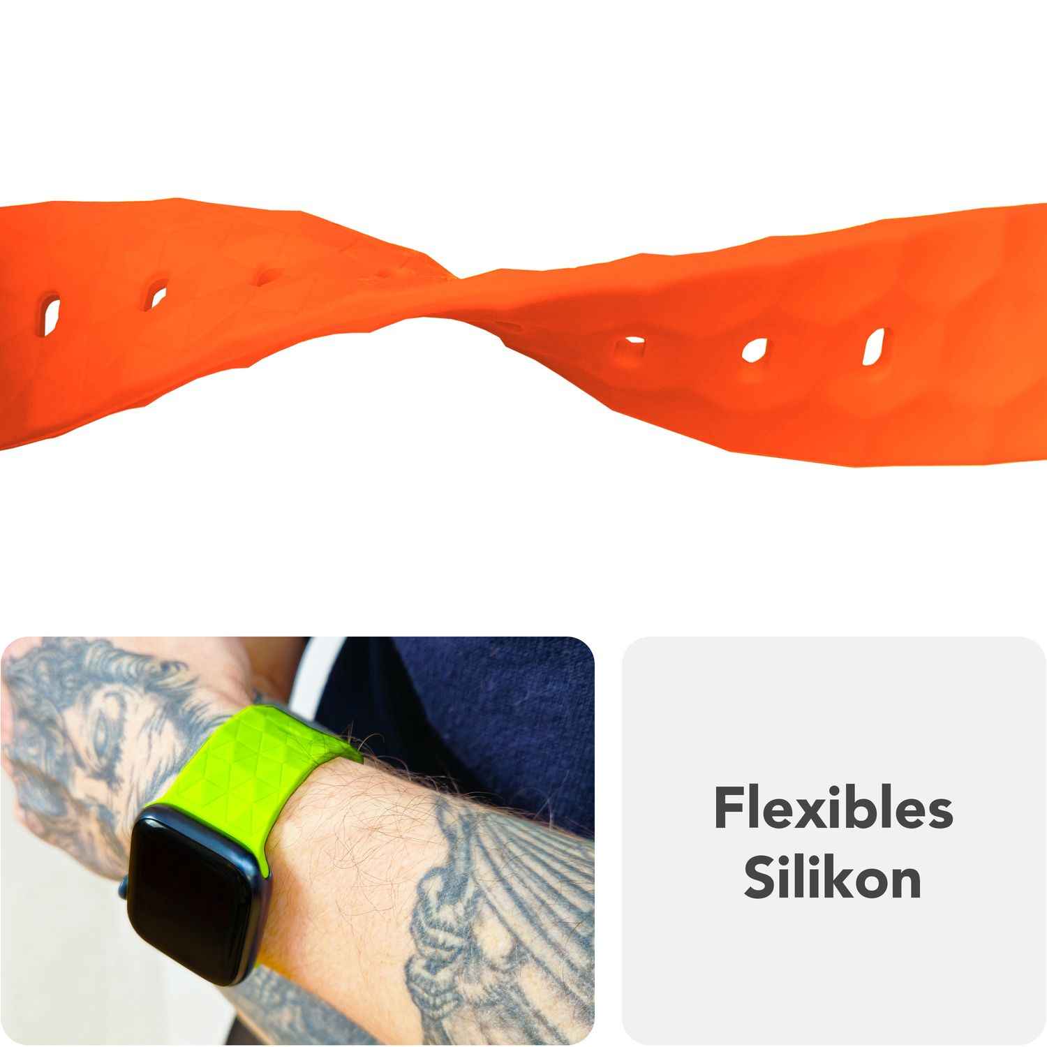 NALIA Hexion Armband für Apple Watch Series Ultra/SE/10/9/8/7/6/5/4/3/2/1, Gehäusegröße 42/44/45/46/49mm, Silikon Loop Sportarmband mit Steck-Pin & im Hexagon Design