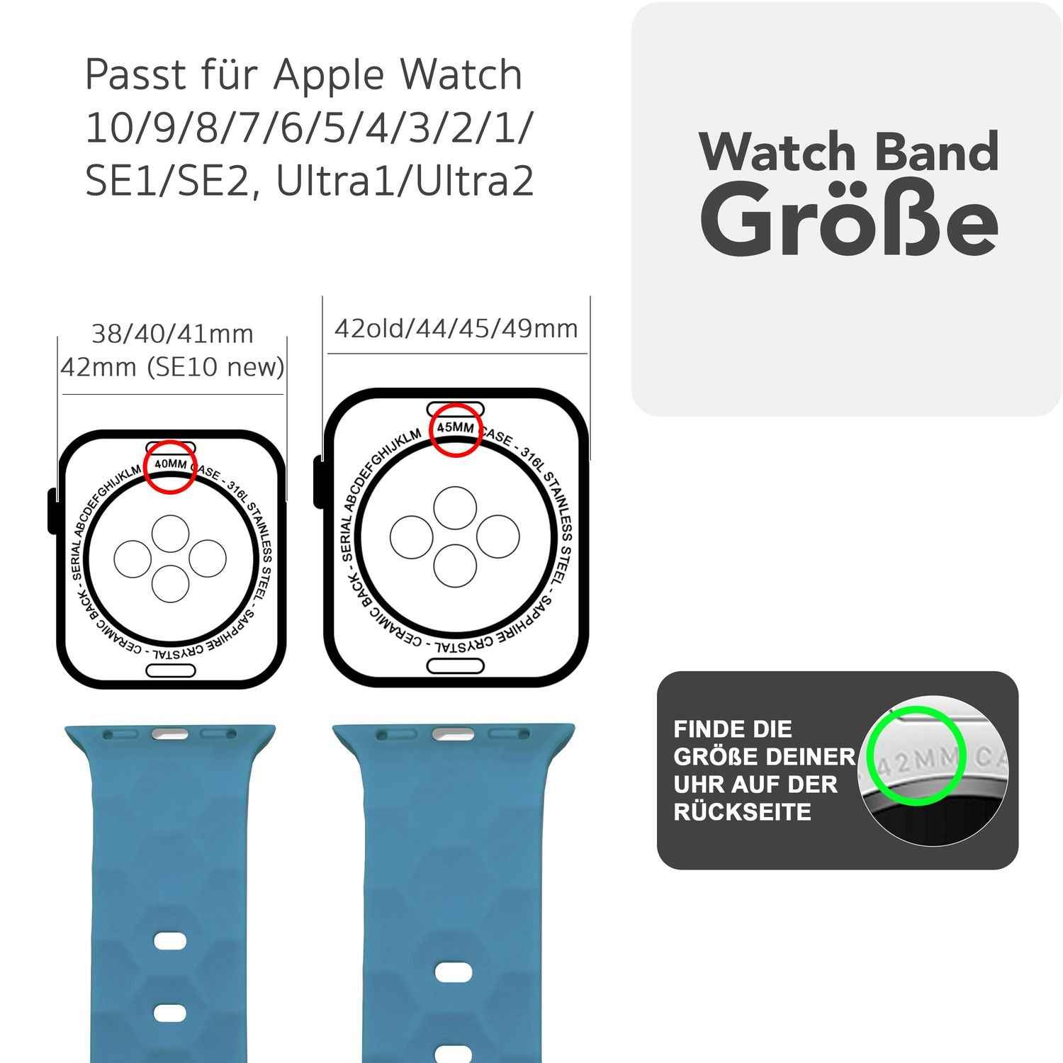 NALIA Hexion Armband für Apple Watch Series Ultra/SE/10/9/8/7/6/5/4/3/2/1, Gehäusegröße 42/44/45/46/49mm, Silikon Loop Sportarmband mit Steck-Pin & im Hexagon Design
