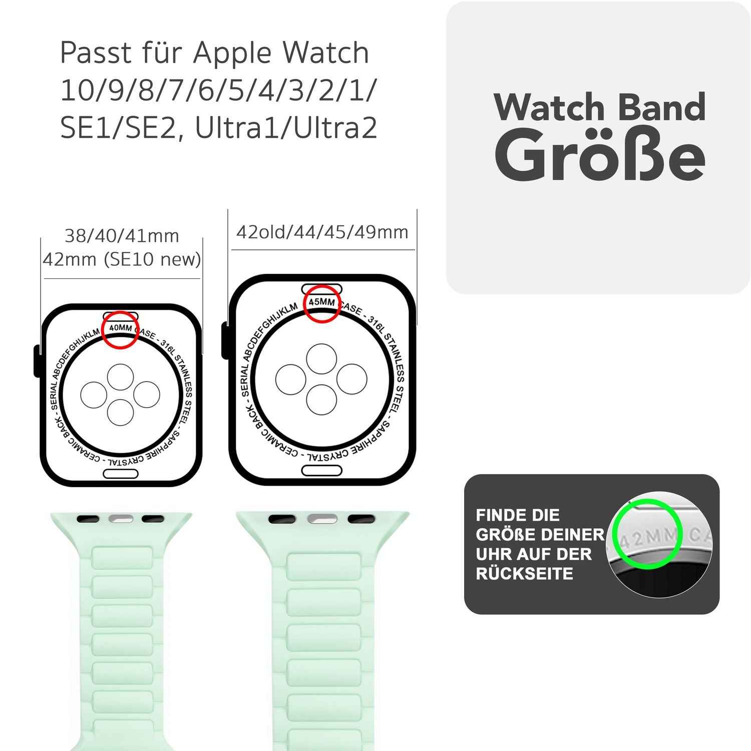 NALIA Pulse Armband für Apple Watch Series SE/10/9/8/7/6/5/4/3/2/1, Gehäusegröße 38/40/41/42mm, 3D Textur Silikon Sportarmband mit Steck-Pin Verschluss