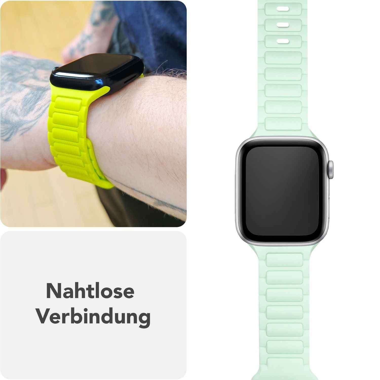 NALIA Pulse Armband für Apple Watch Series SE/10/9/8/7/6/5/4/3/2/1, Gehäusegröße 38/40/41/42mm, 3D Textur Silikon Sportarmband mit Steck-Pin Verschluss