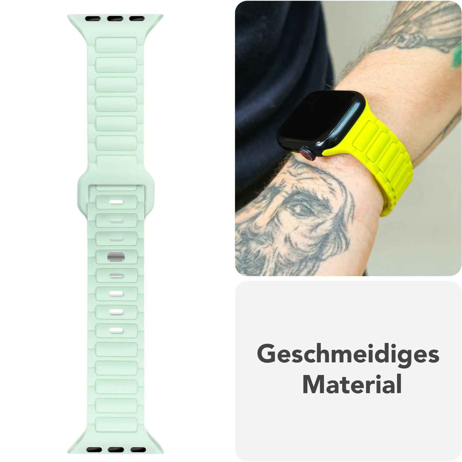 NALIA Pulse Armband für Apple Watch Series SE/10/9/8/7/6/5/4/3/2/1, Gehäusegröße 38/40/41/42mm, 3D Textur Silikon Sportarmband mit Steck-Pin Verschluss