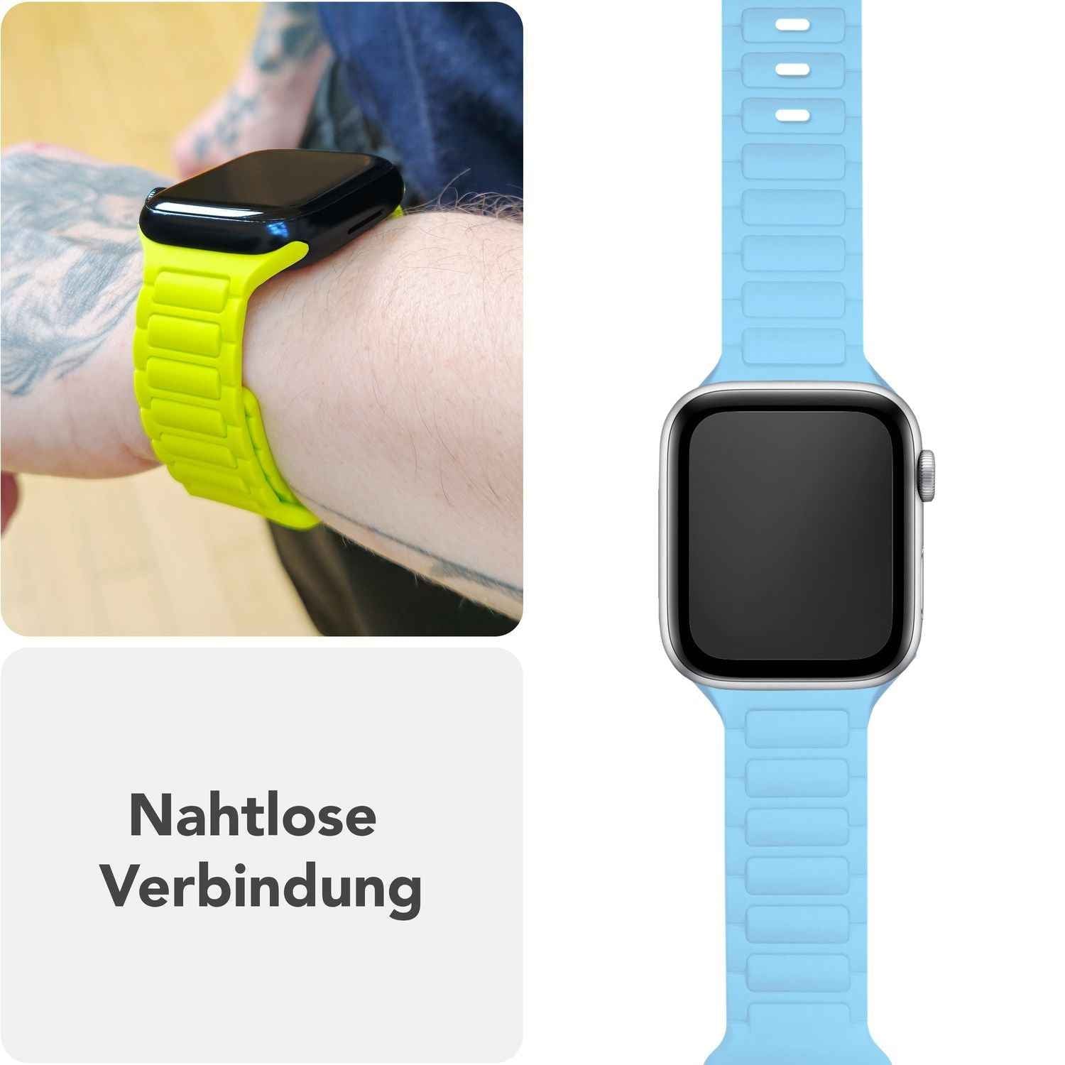 NALIA Pulse Armband für Apple Watch Series SE/10/9/8/7/6/5/4/3/2/1, Gehäusegröße 38/40/41/42mm, 3D Textur Silikon Sportarmband mit Steck-Pin Verschluss